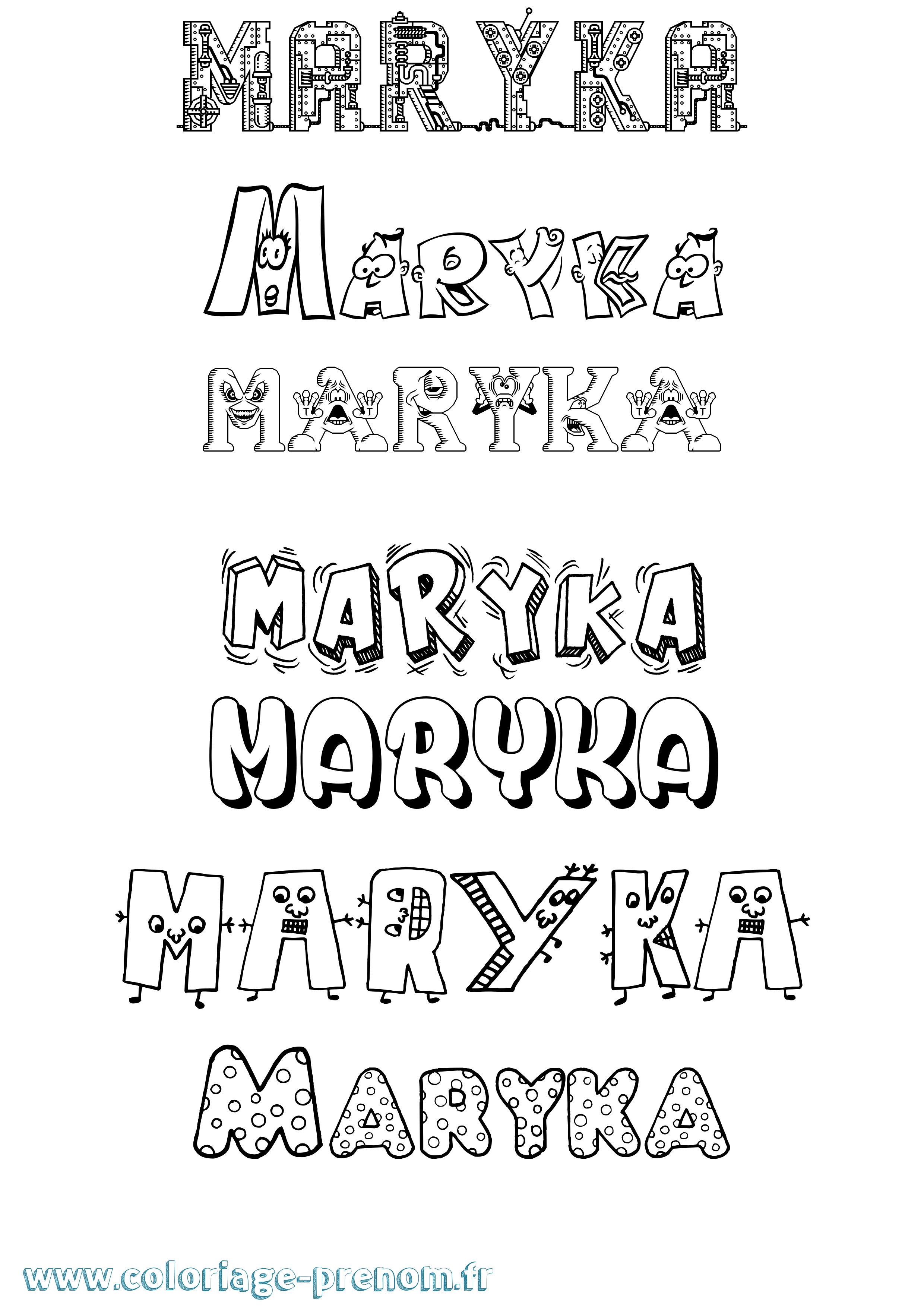 Coloriage prénom Maryka Fun