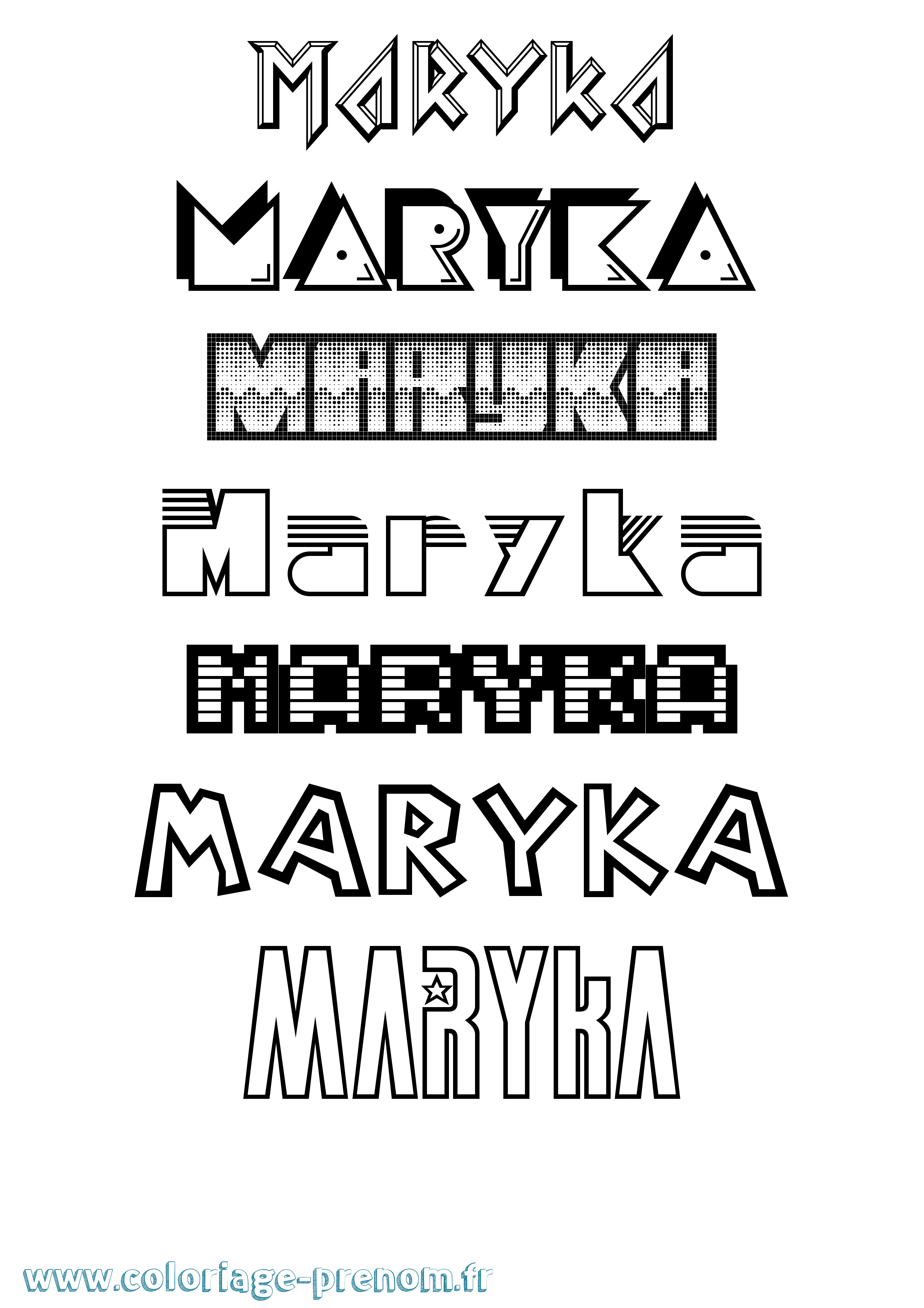 Coloriage prénom Maryka Jeux Vidéos