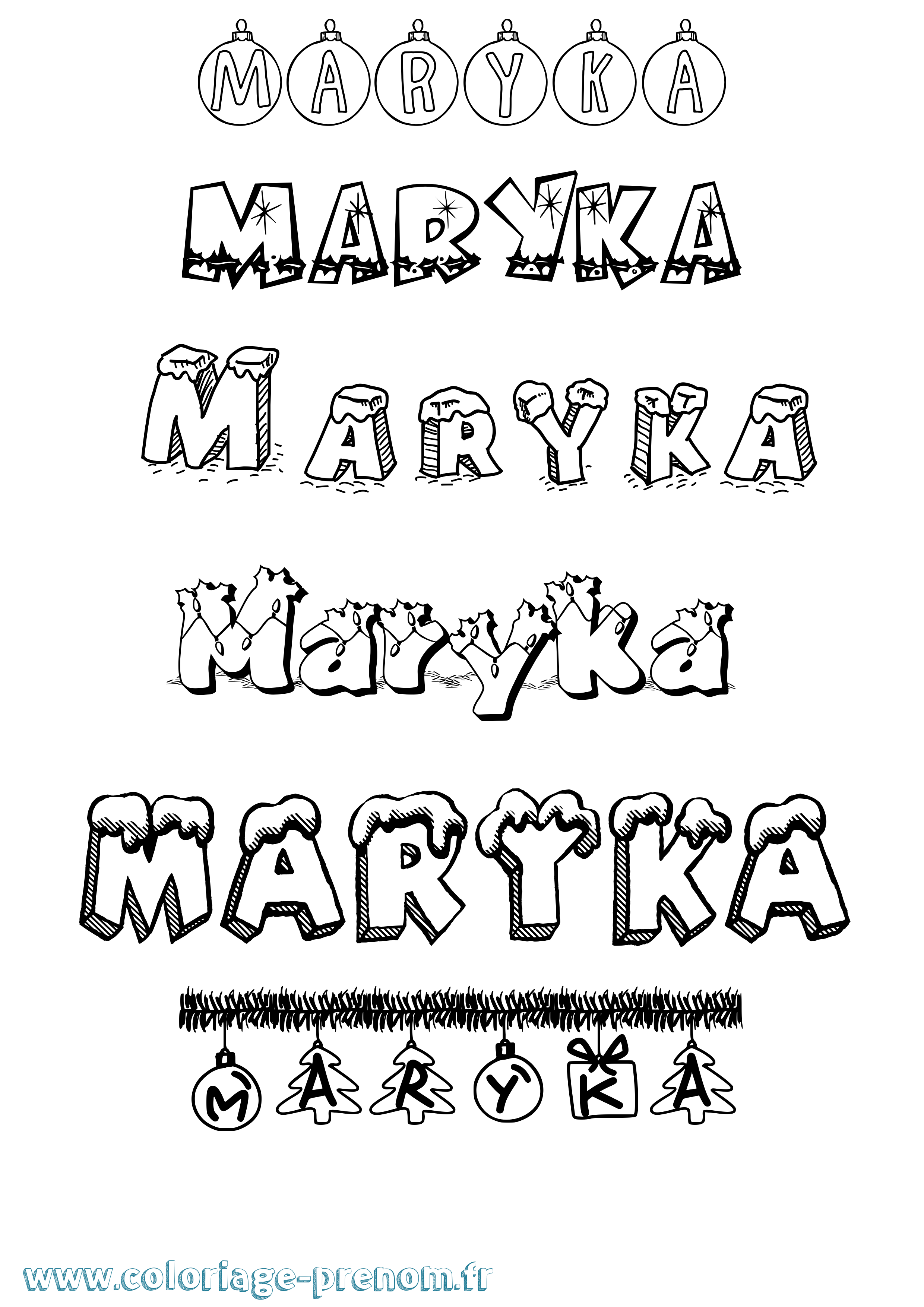 Coloriage prénom Maryka Noël