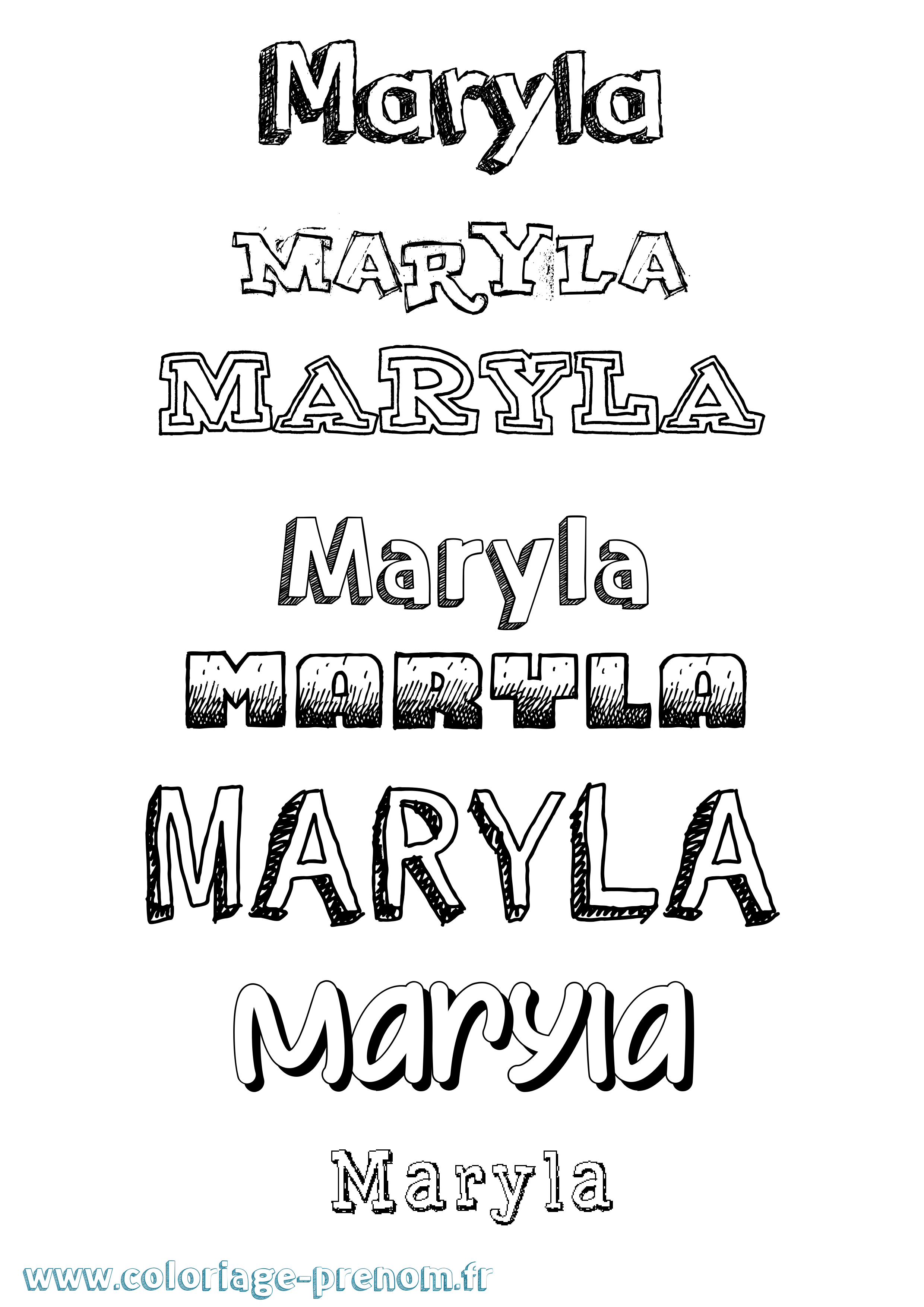 Coloriage prénom Maryla Dessiné