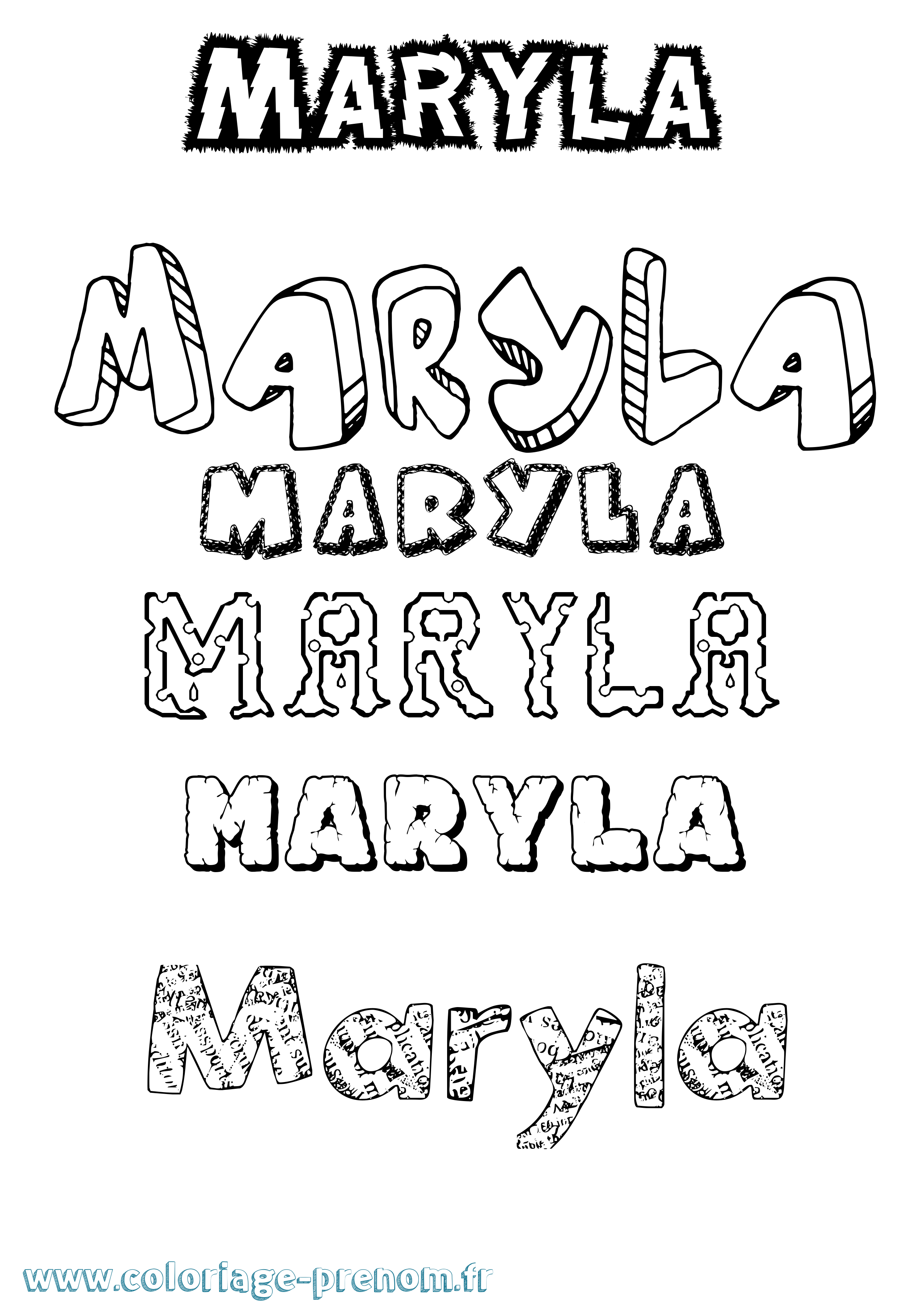 Coloriage prénom Maryla Destructuré