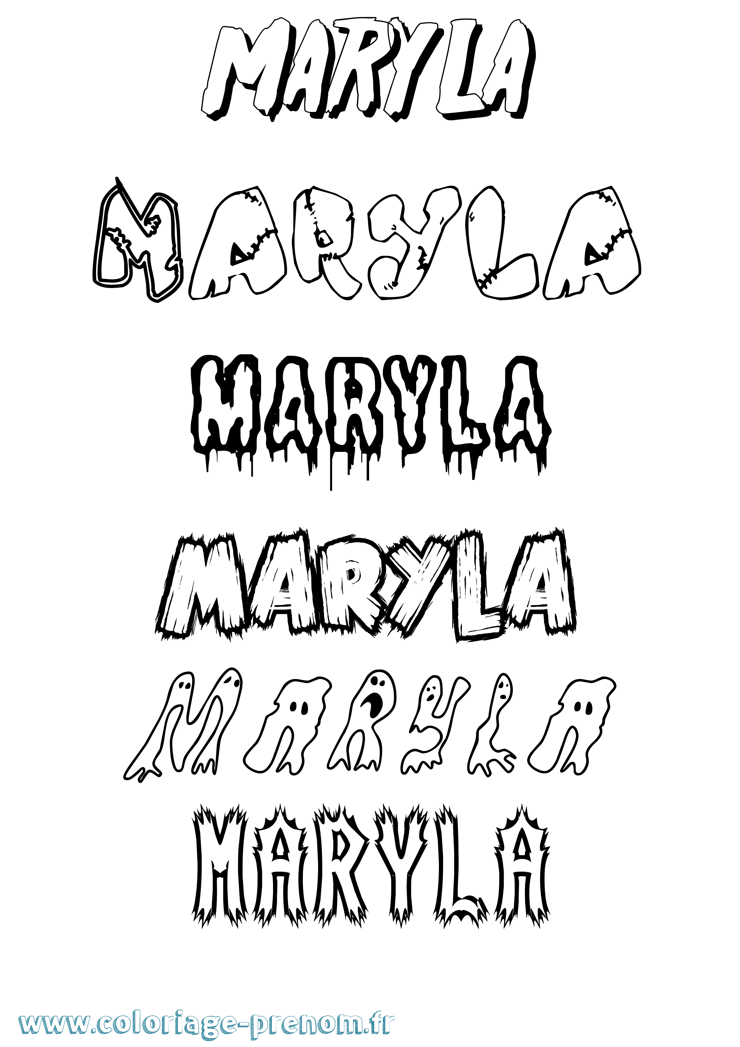 Coloriage prénom Maryla Frisson