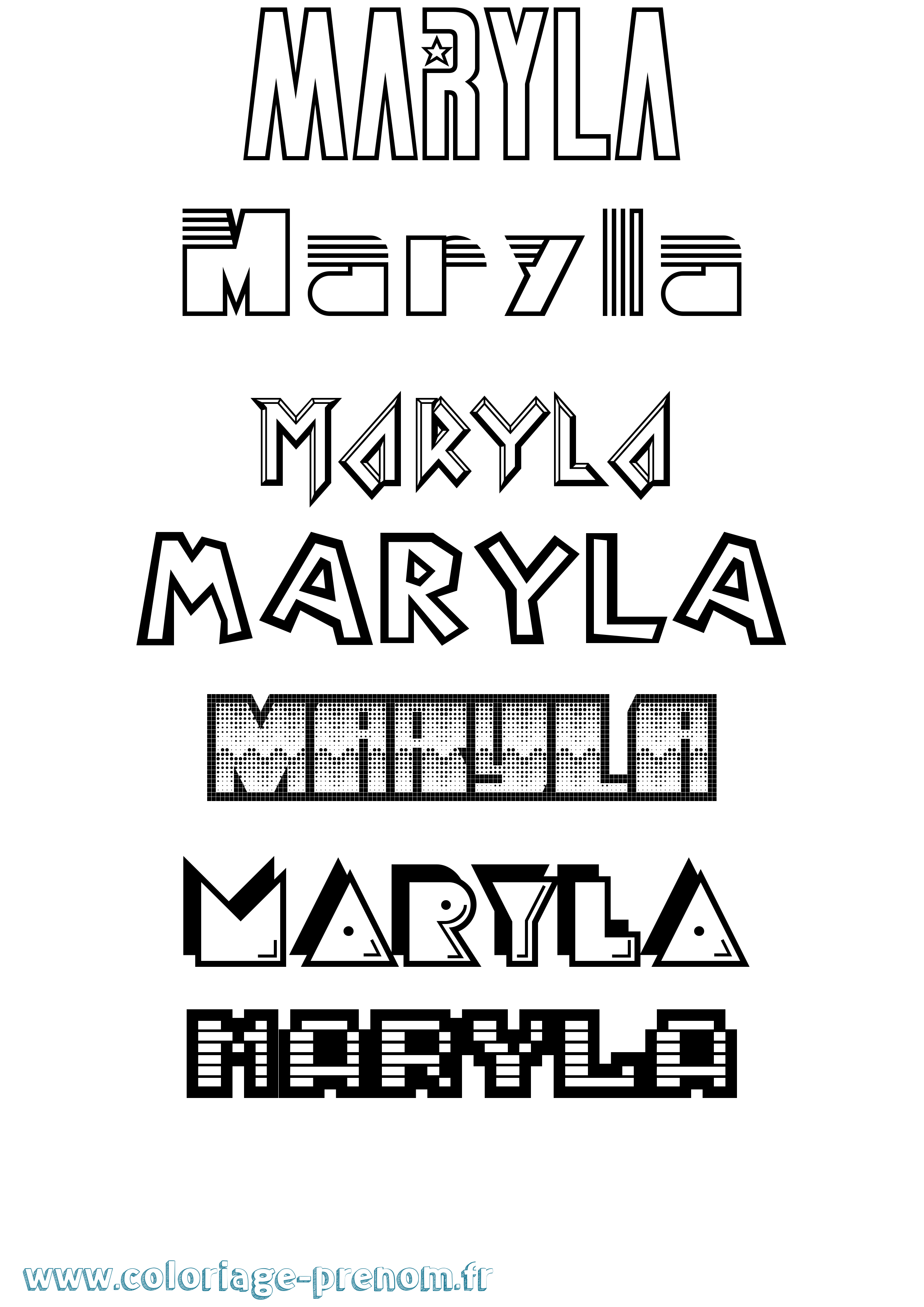 Coloriage prénom Maryla Jeux Vidéos