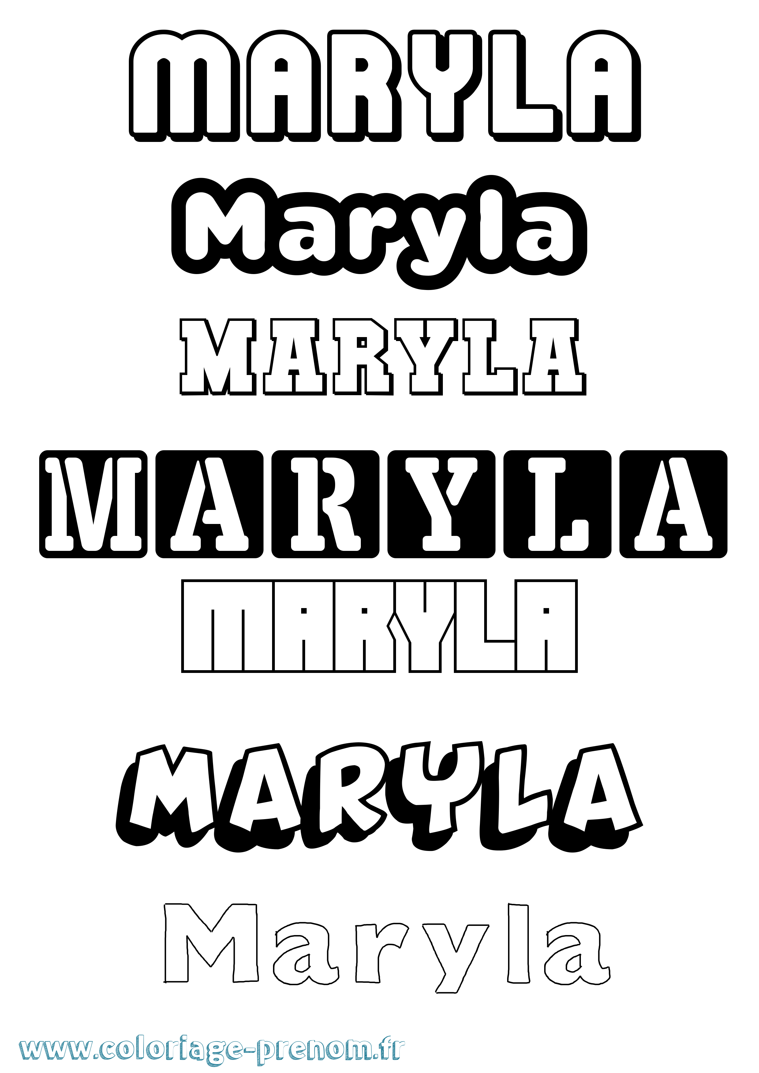 Coloriage prénom Maryla Simple