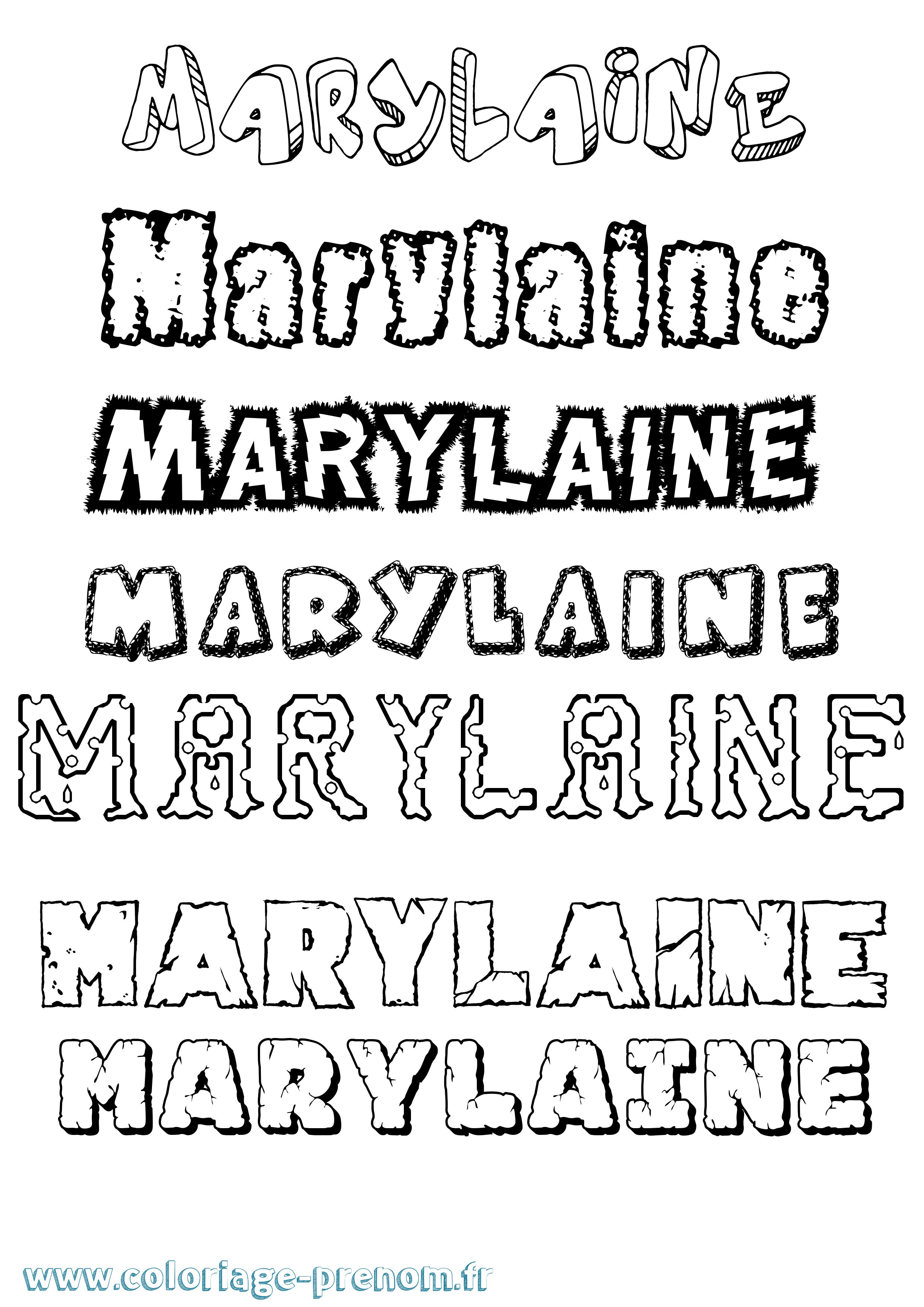 Coloriage prénom Marylaine Destructuré
