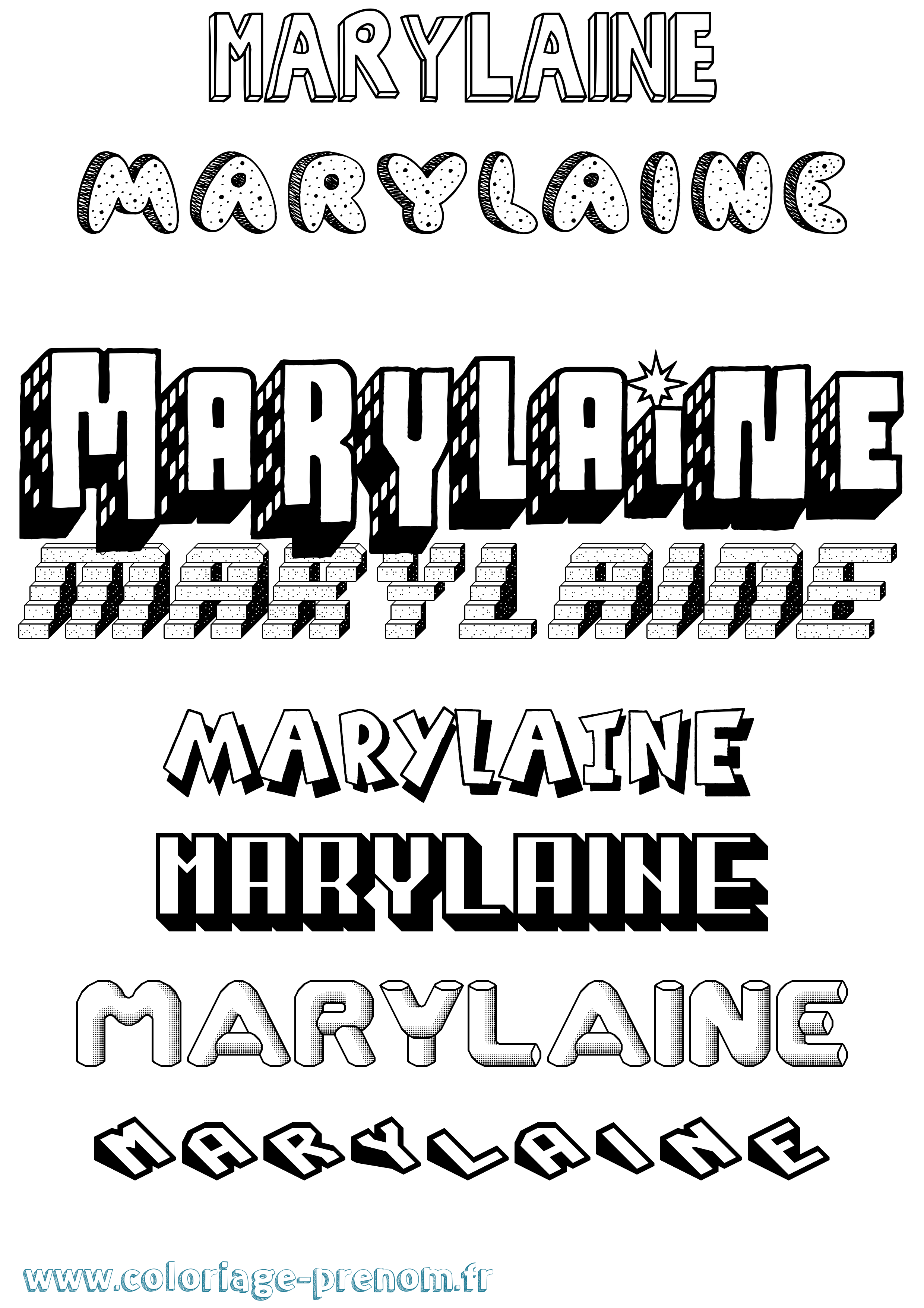 Coloriage prénom Marylaine Effet 3D