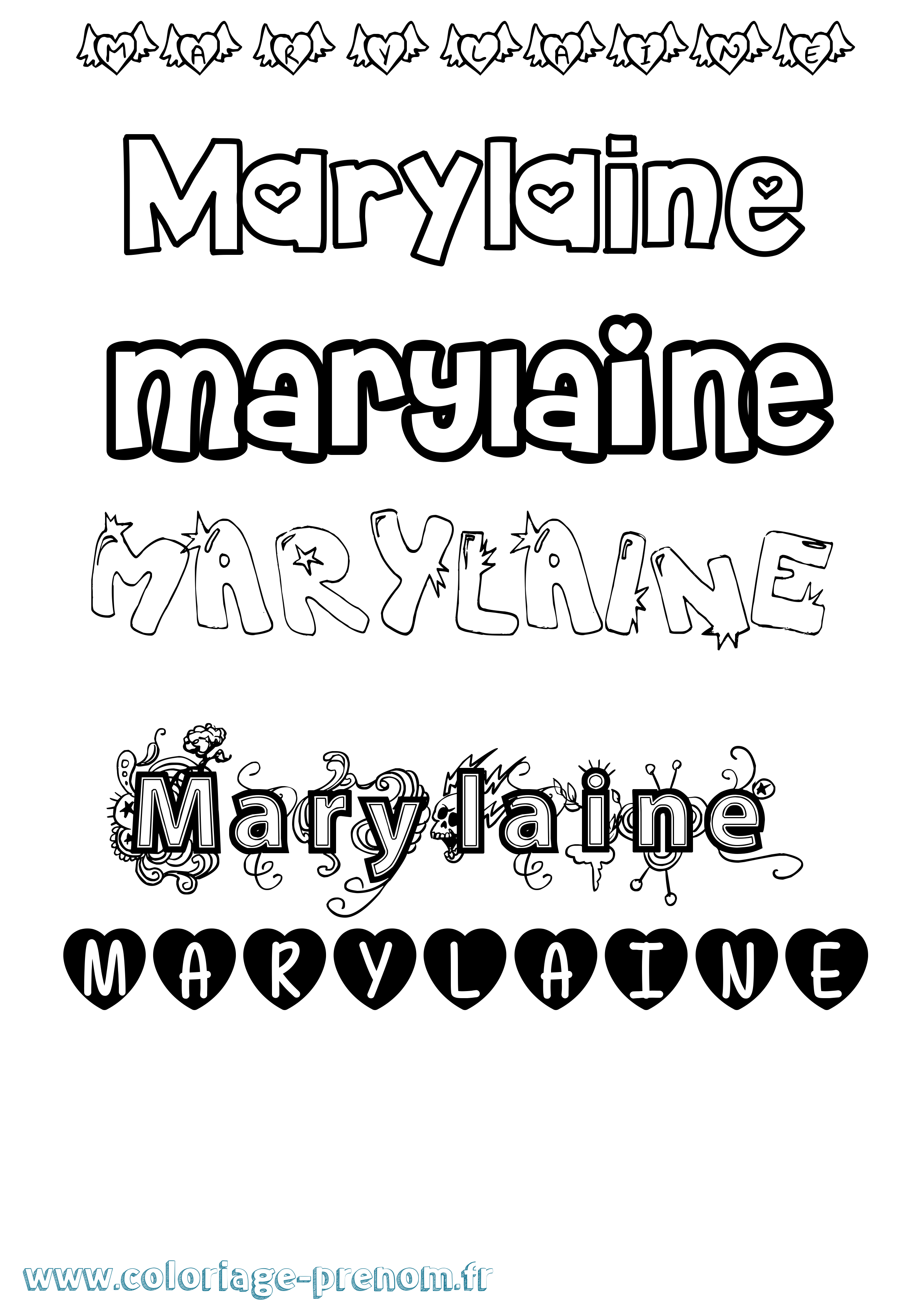 Coloriage prénom Marylaine Girly