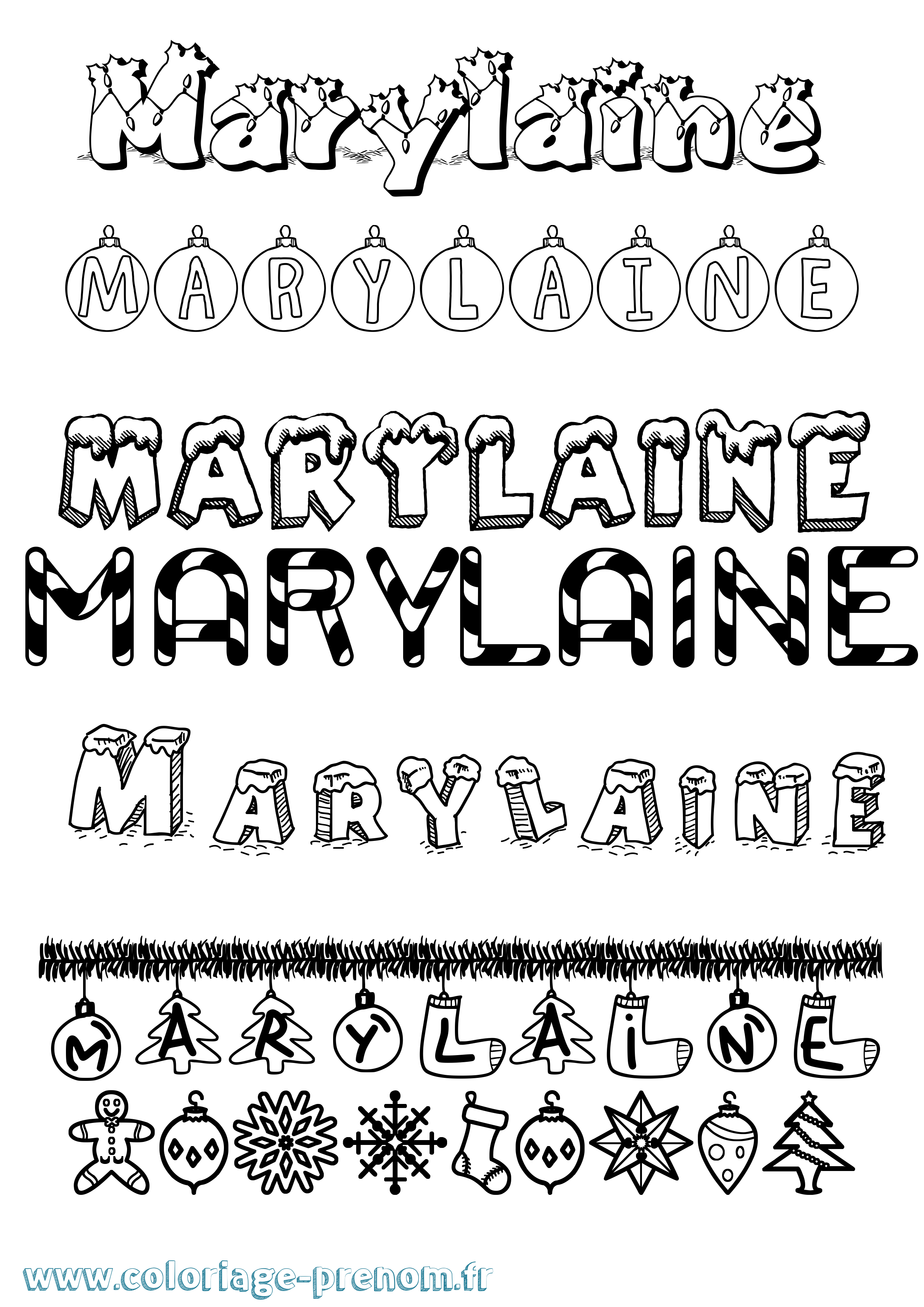 Coloriage prénom Marylaine Noël