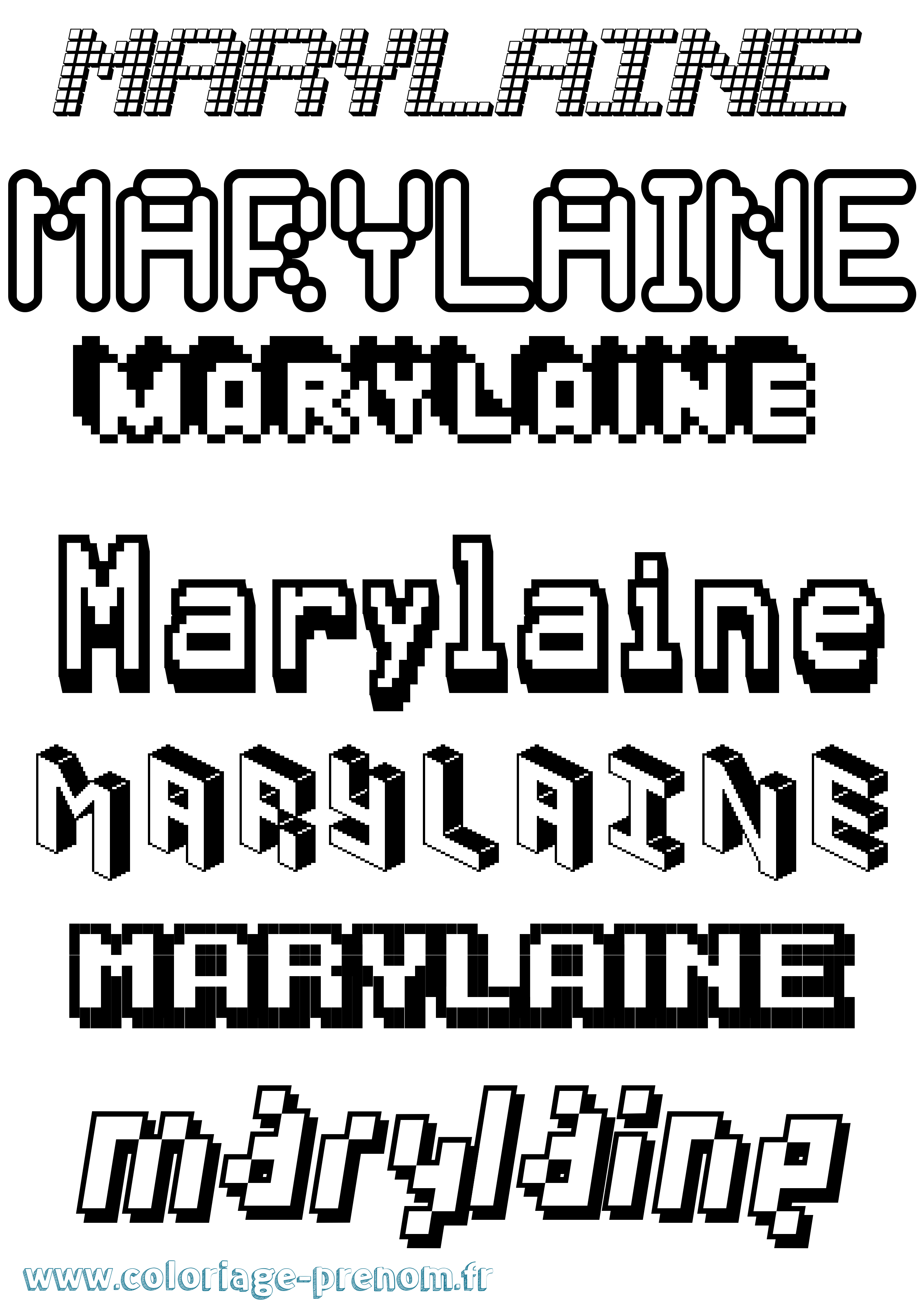 Coloriage prénom Marylaine Pixel