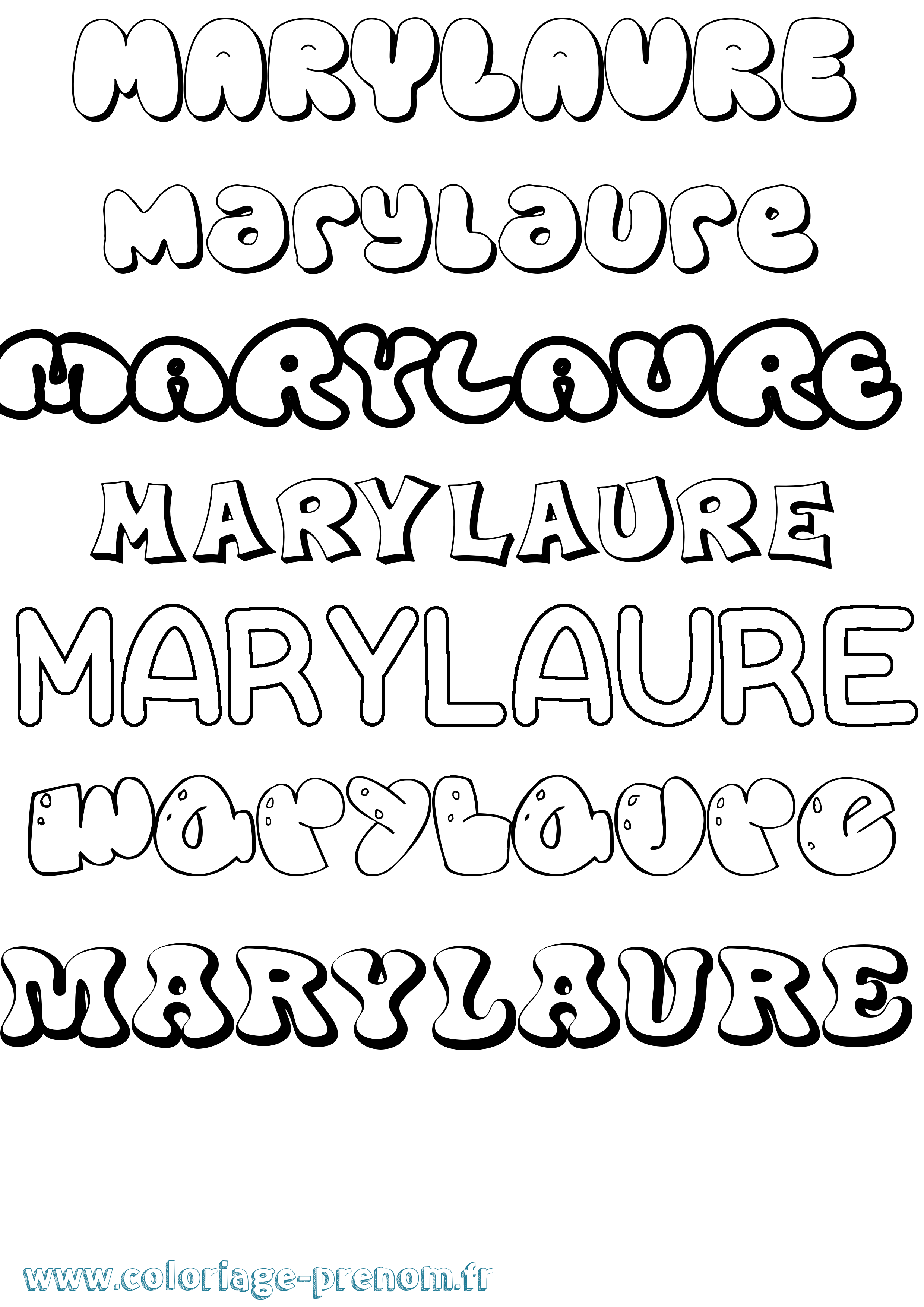 Coloriage prénom Marylaure Bubble