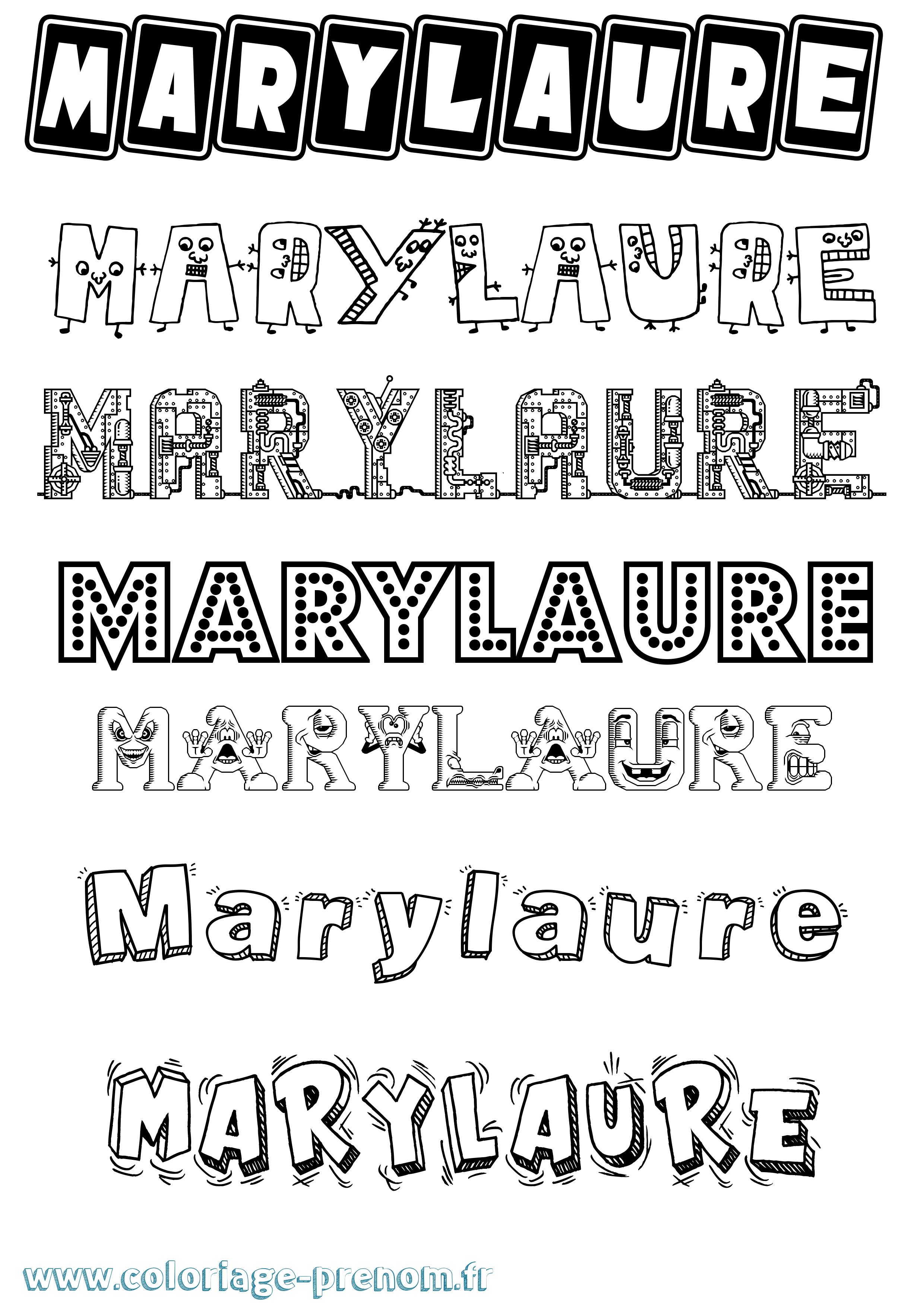 Coloriage prénom Marylaure Fun