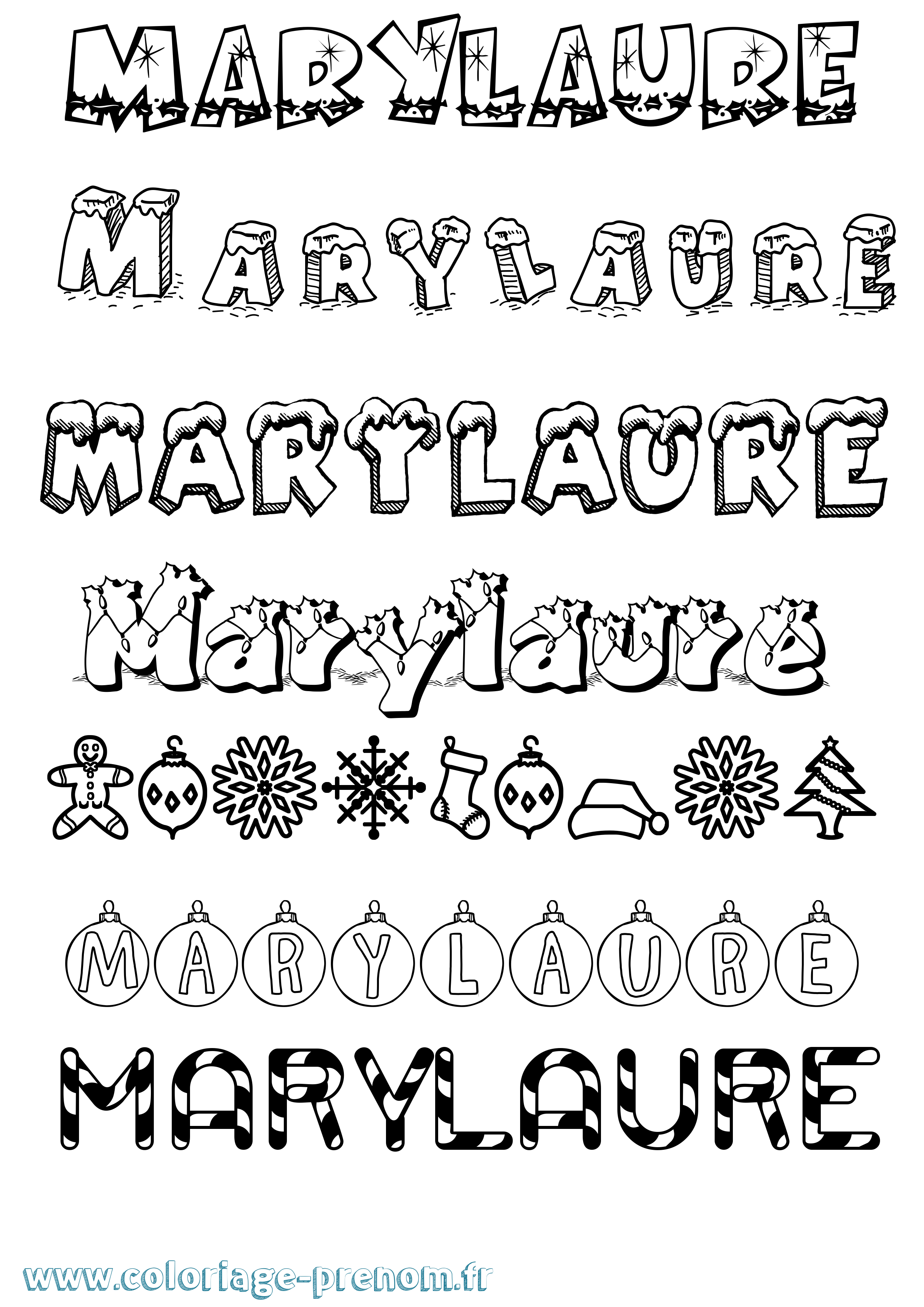 Coloriage prénom Marylaure Noël