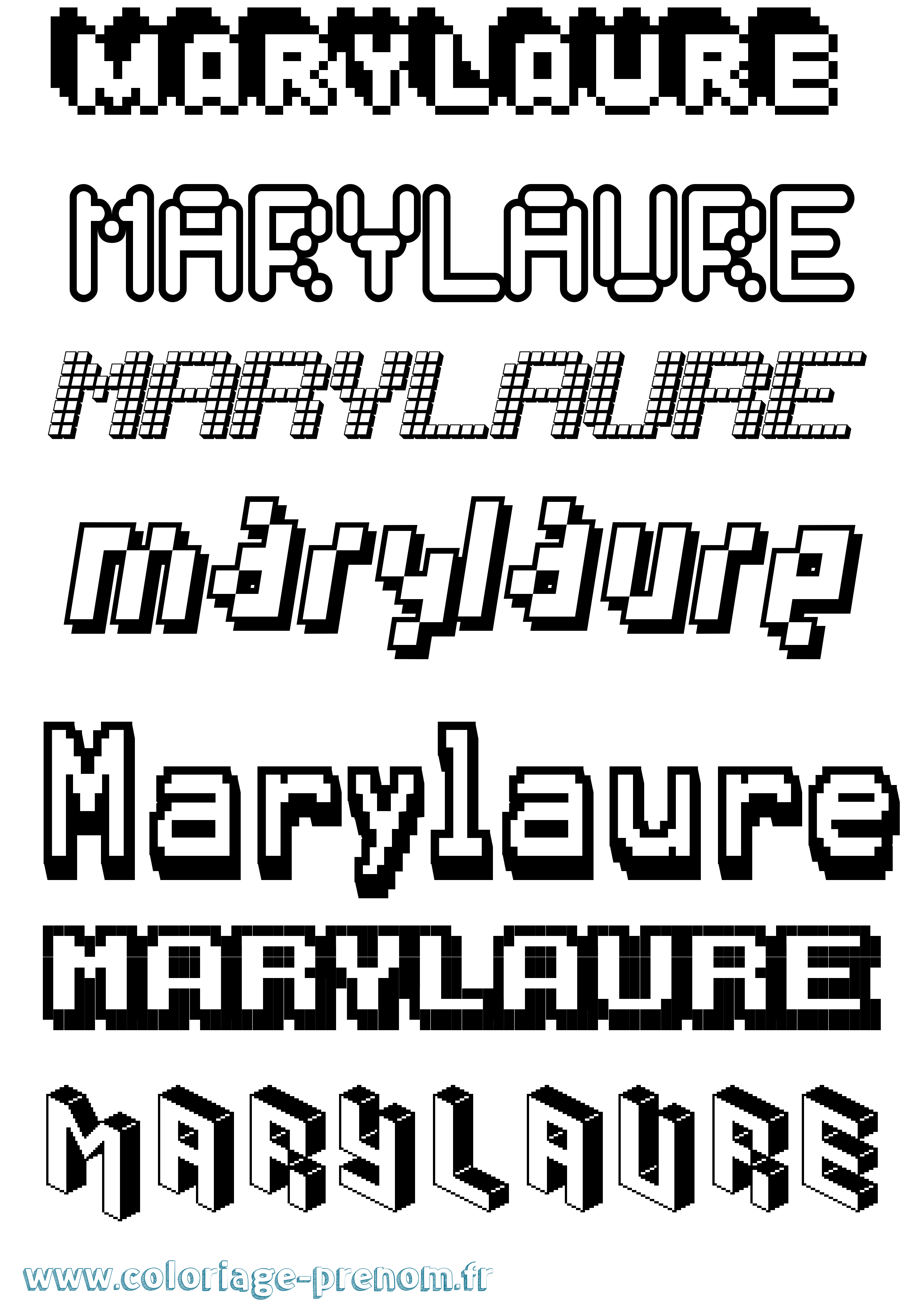 Coloriage prénom Marylaure Pixel