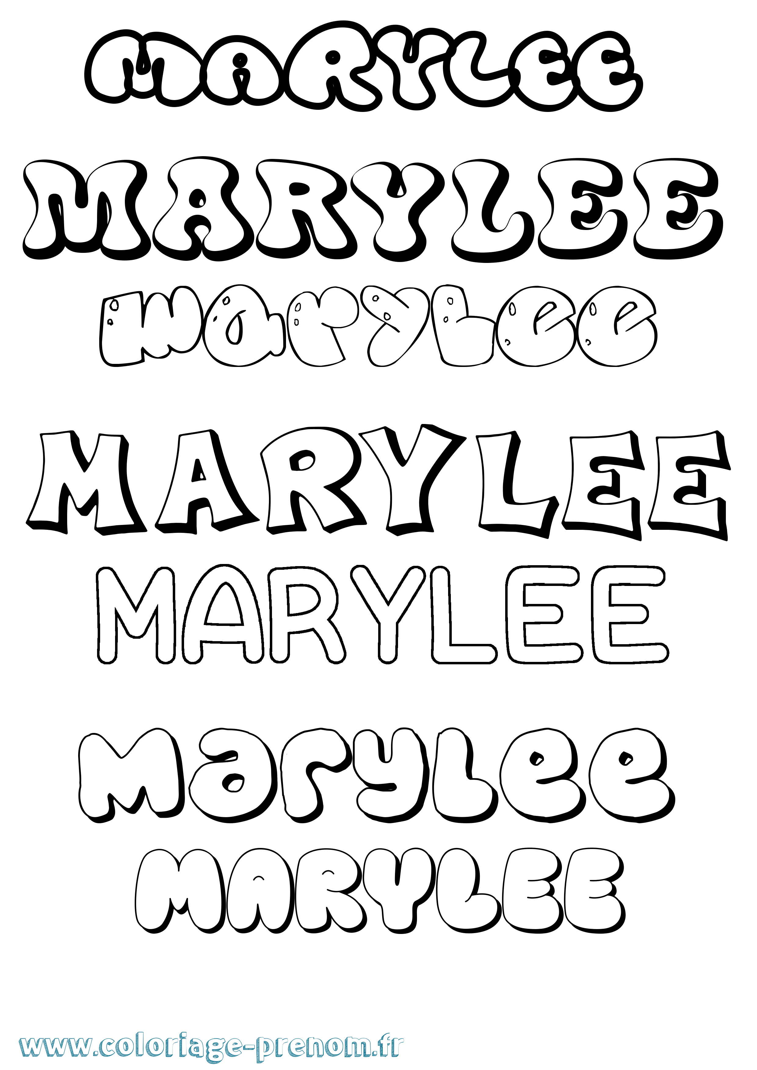 Coloriage prénom Marylee Bubble