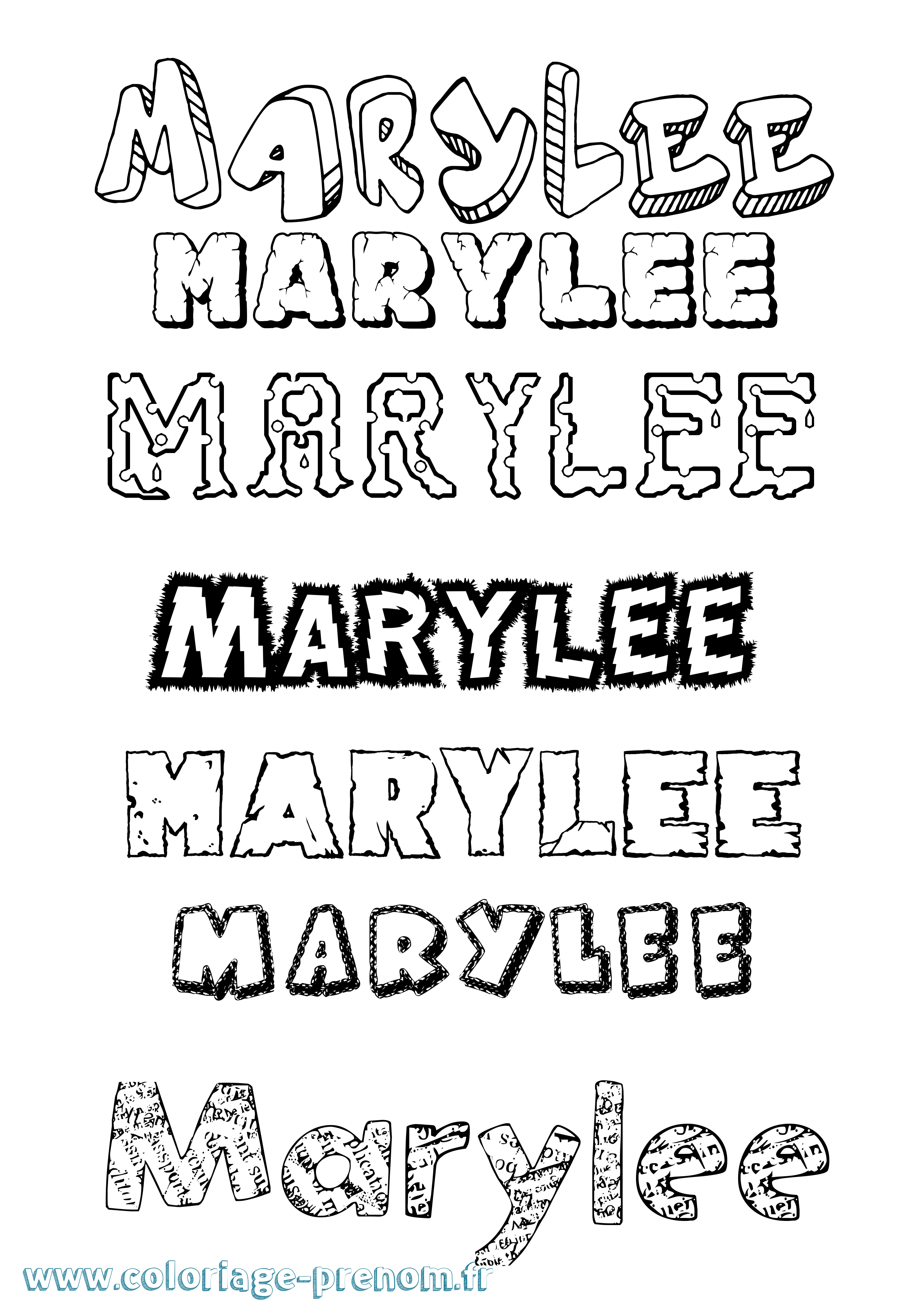 Coloriage prénom Marylee Destructuré