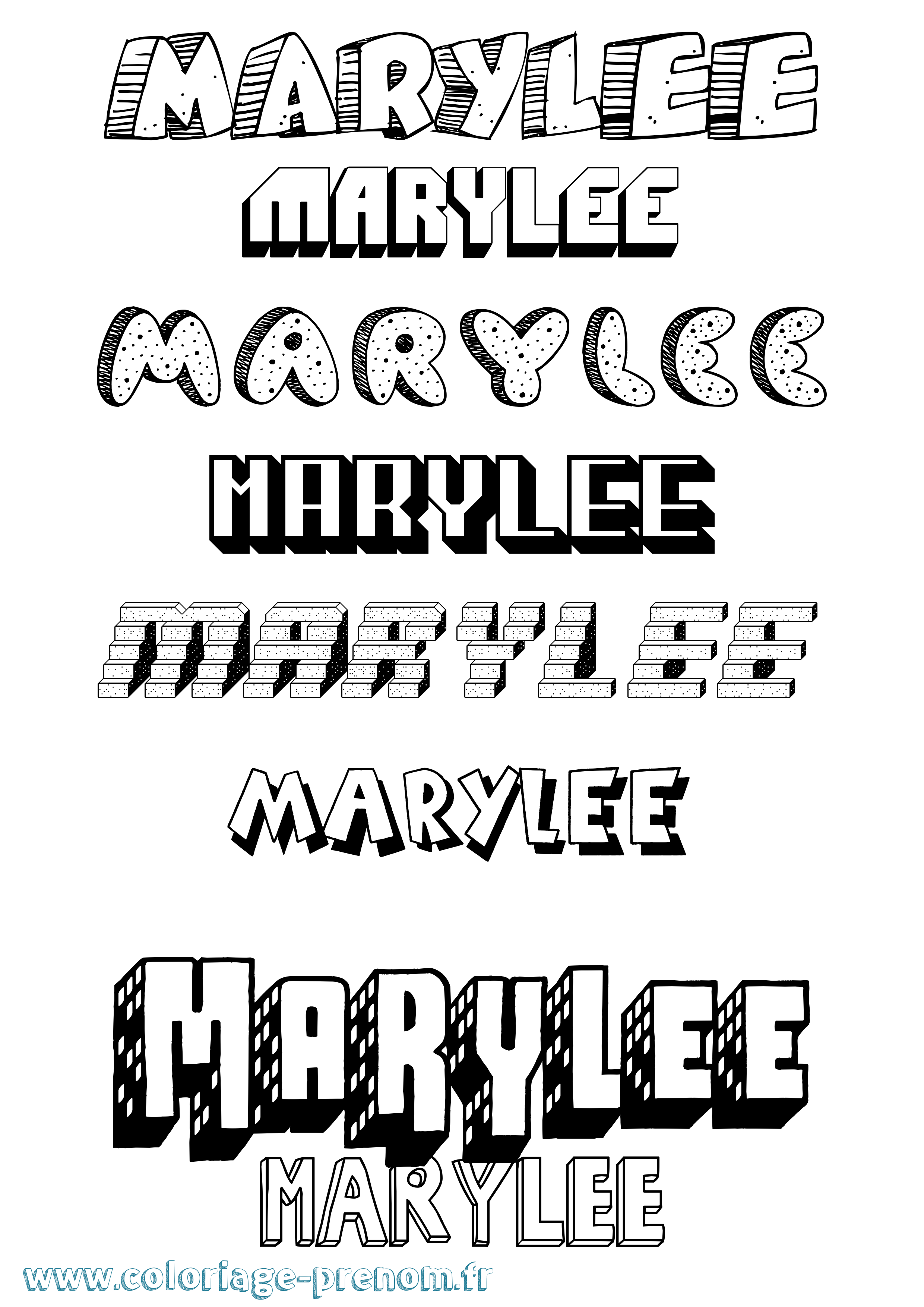 Coloriage prénom Marylee Effet 3D