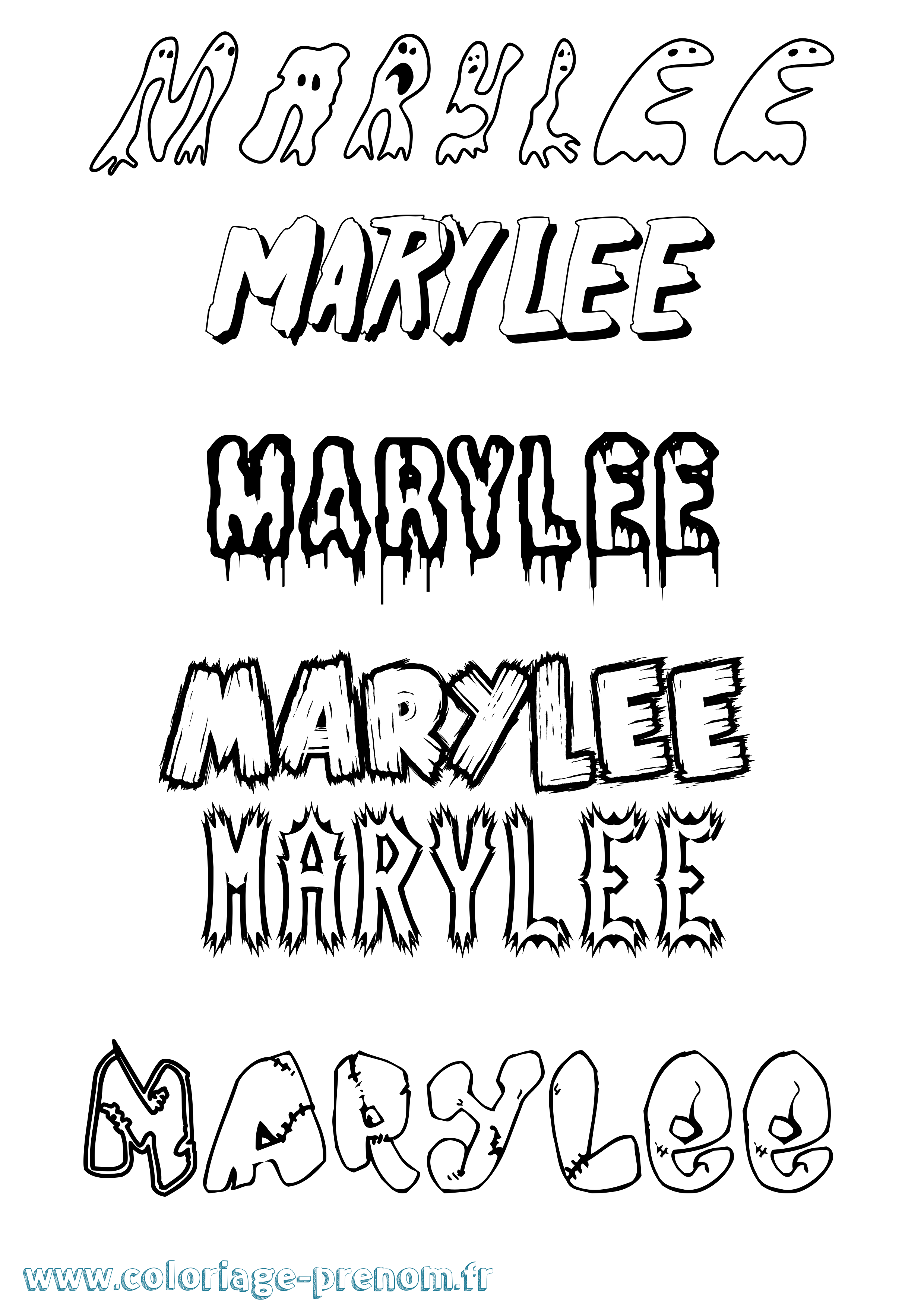 Coloriage prénom Marylee Frisson