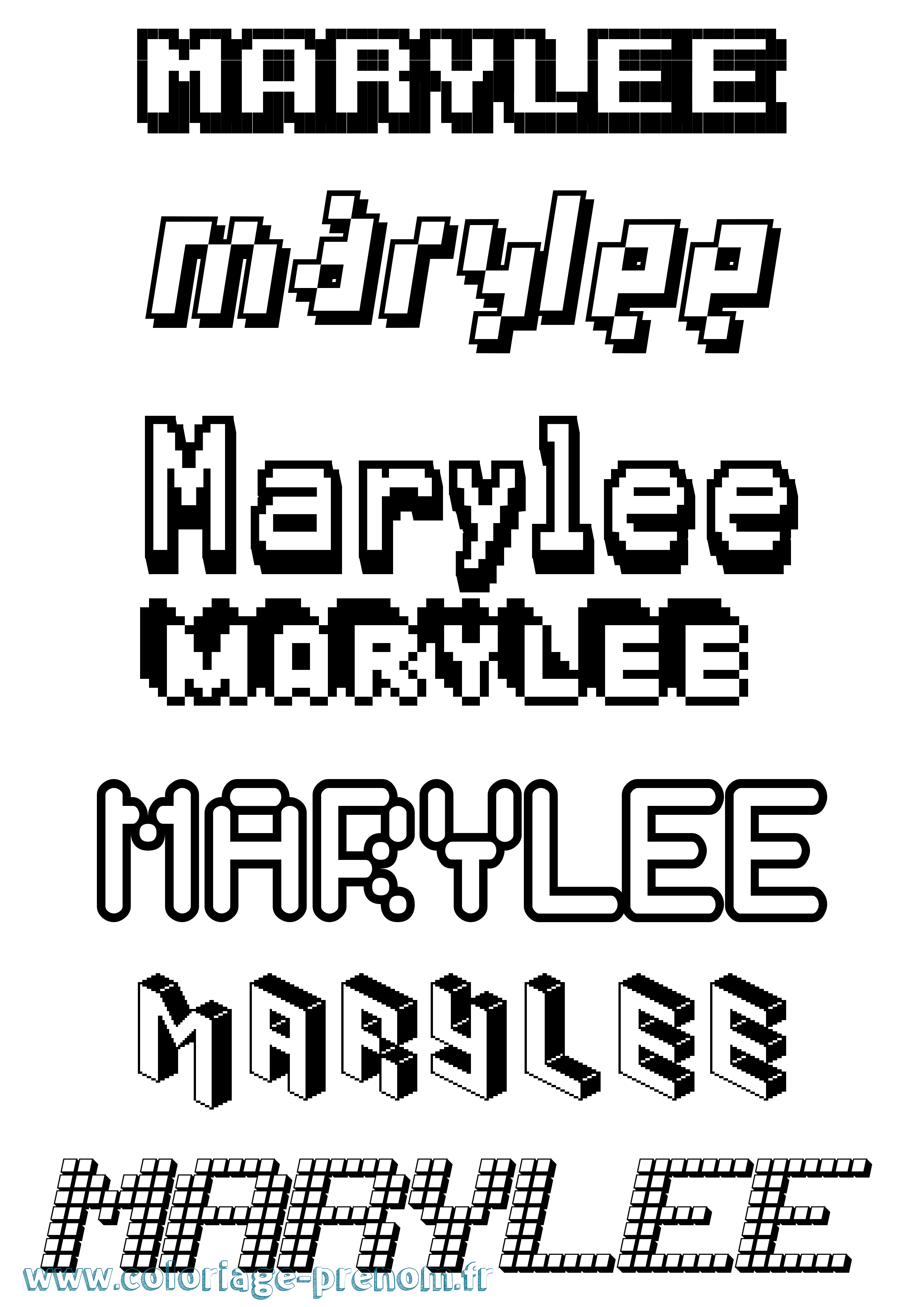 Coloriage prénom Marylee Pixel