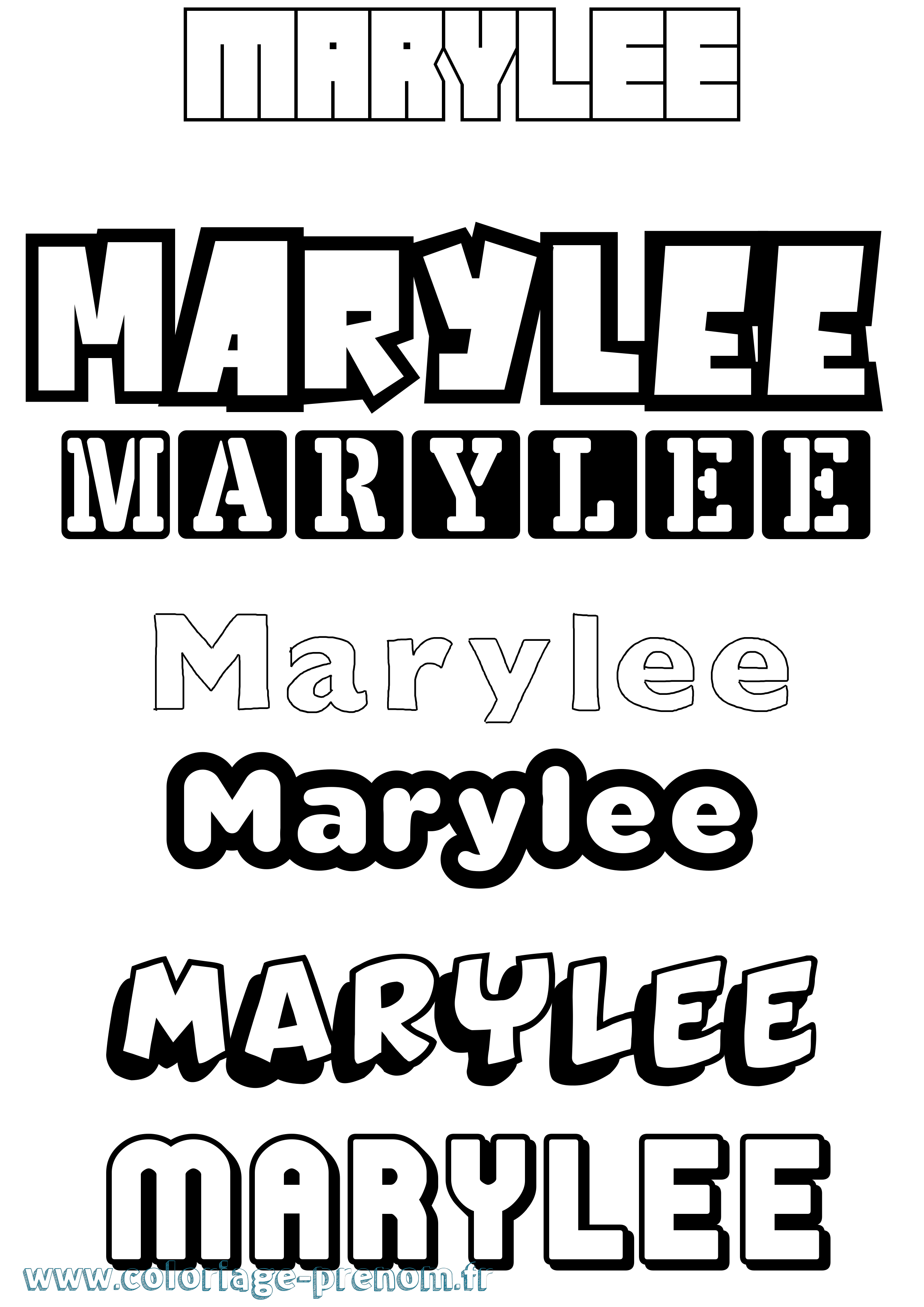 Coloriage prénom Marylee Simple