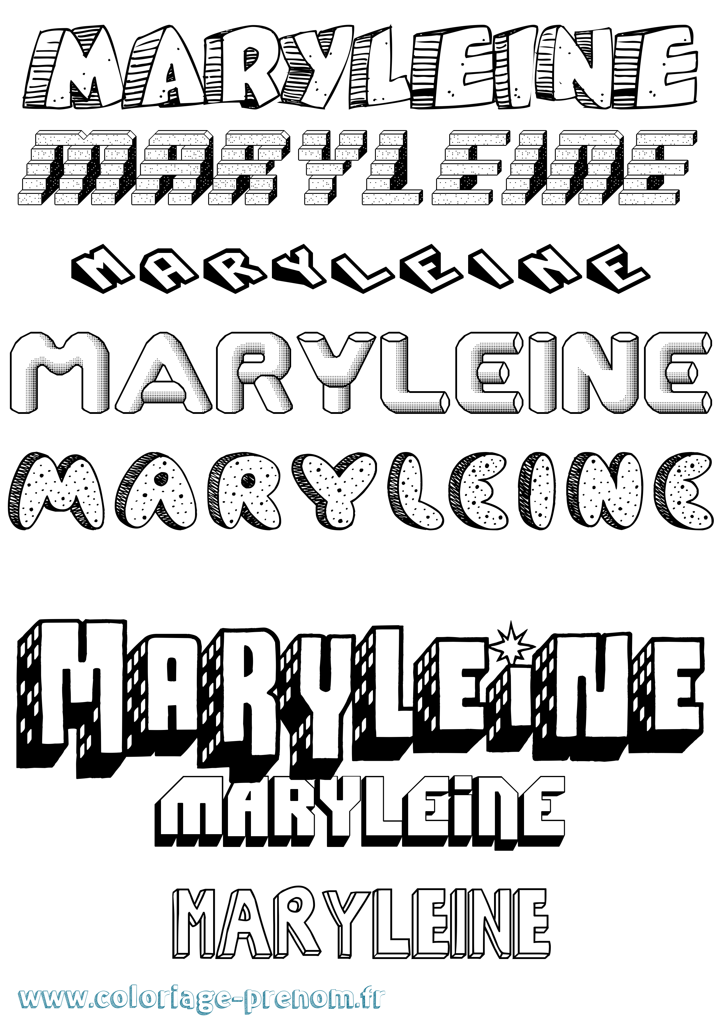 Coloriage prénom Maryleine Effet 3D
