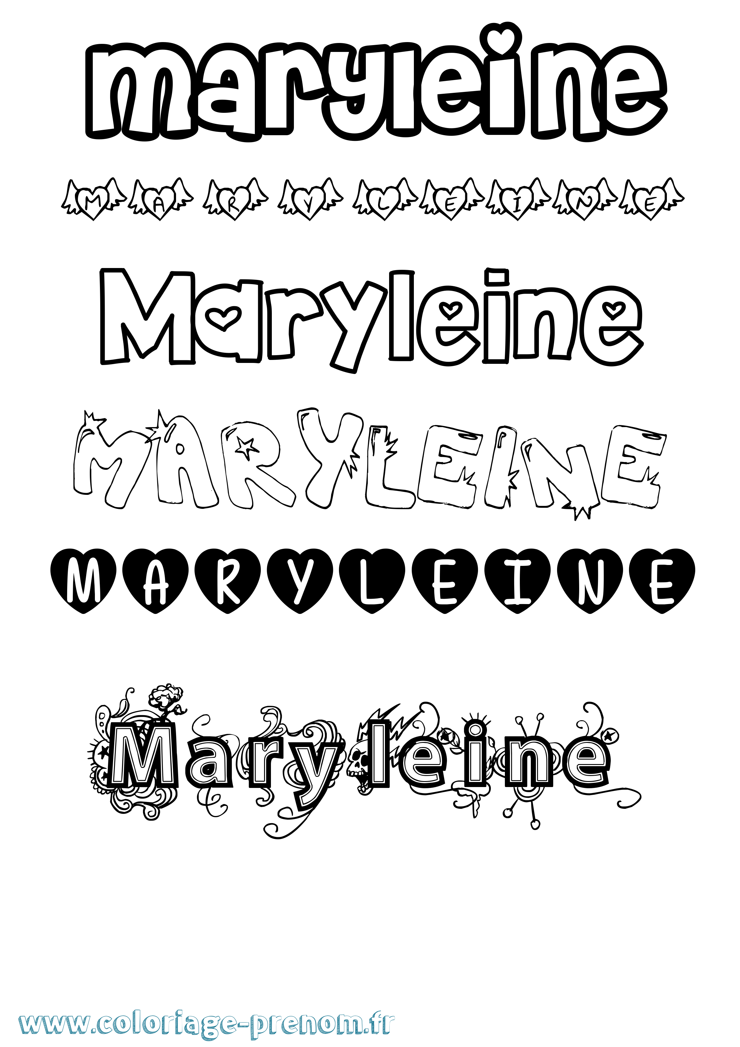 Coloriage prénom Maryleine Girly