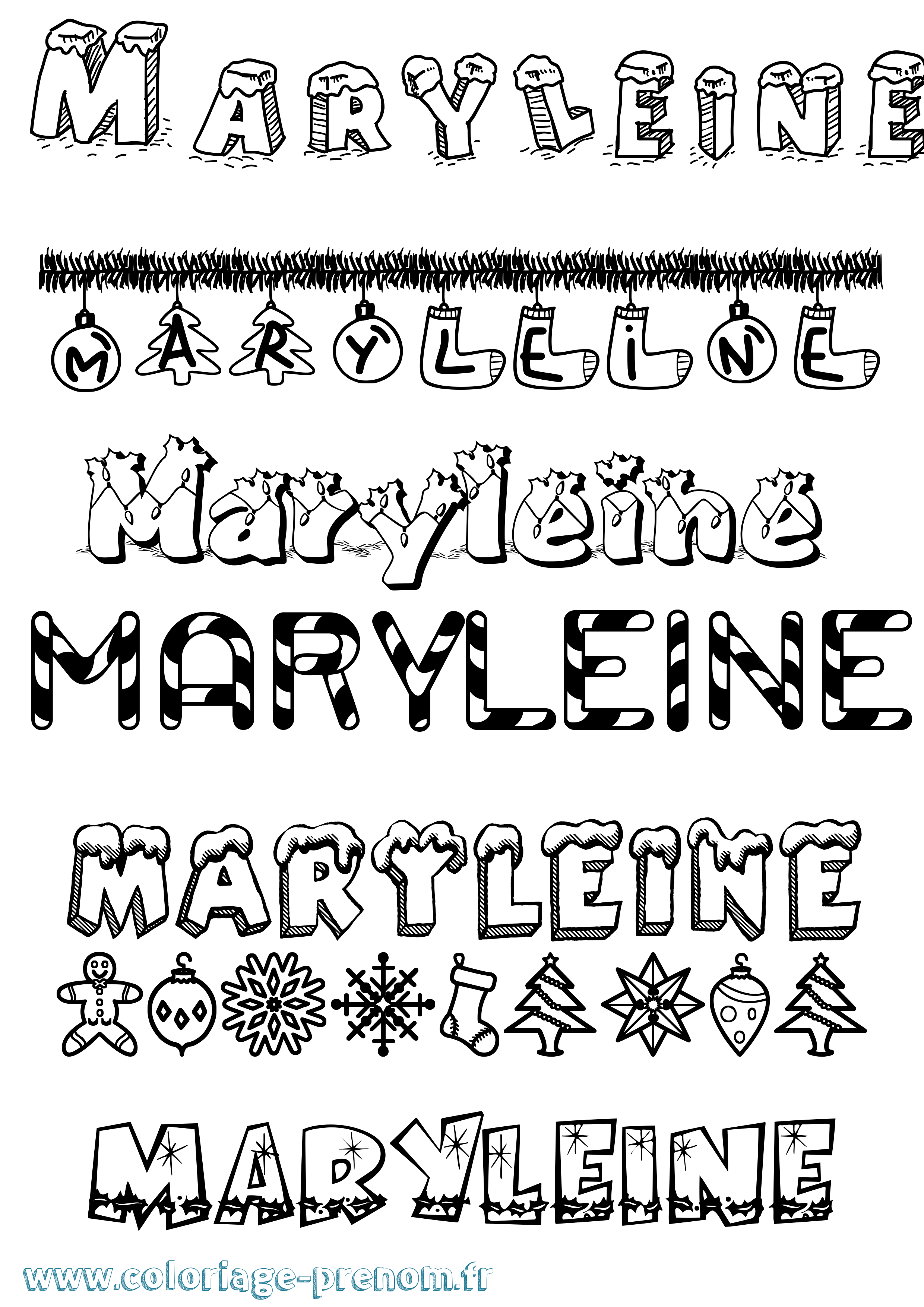 Coloriage prénom Maryleine Noël