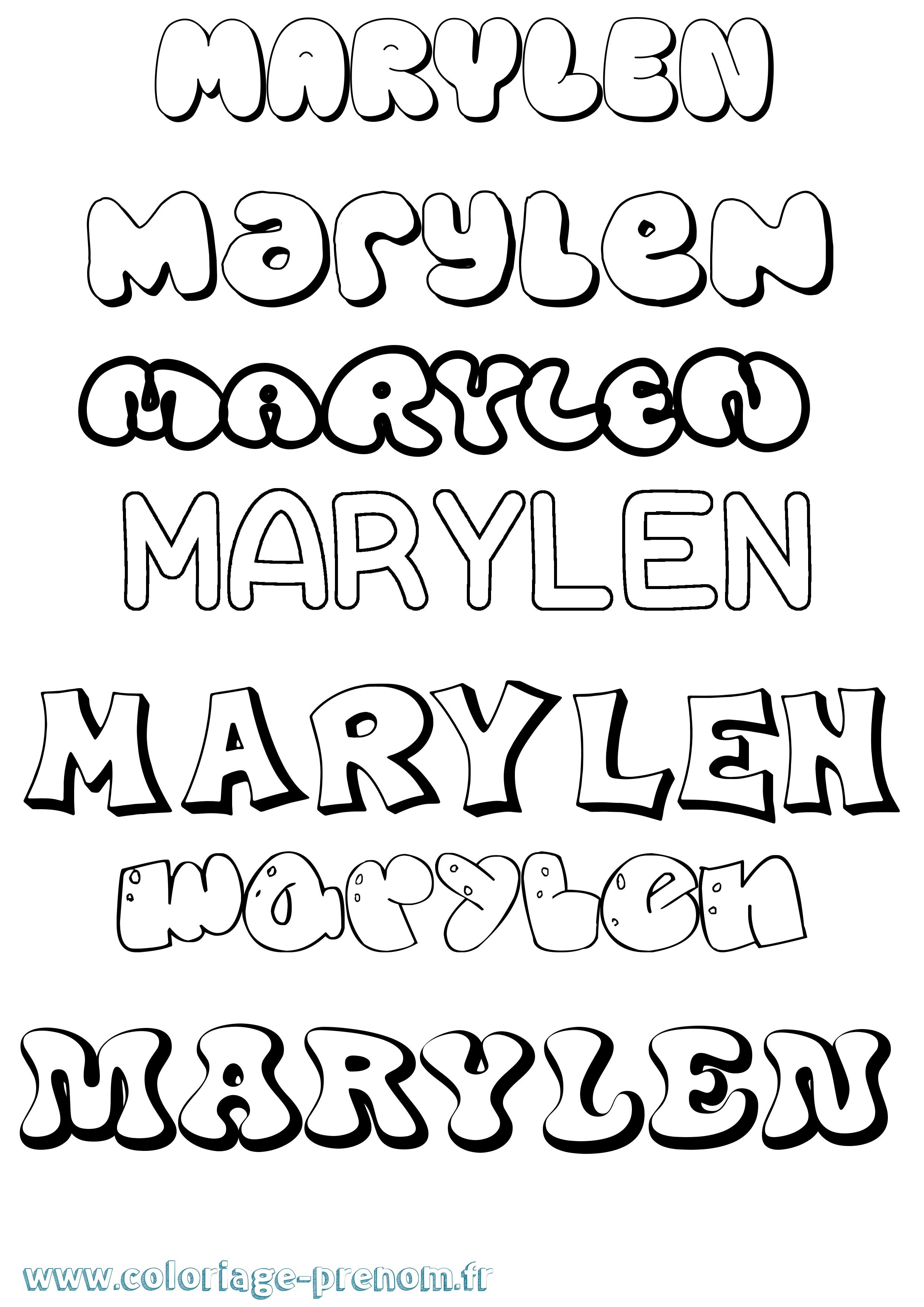 Coloriage prénom Marylen Bubble