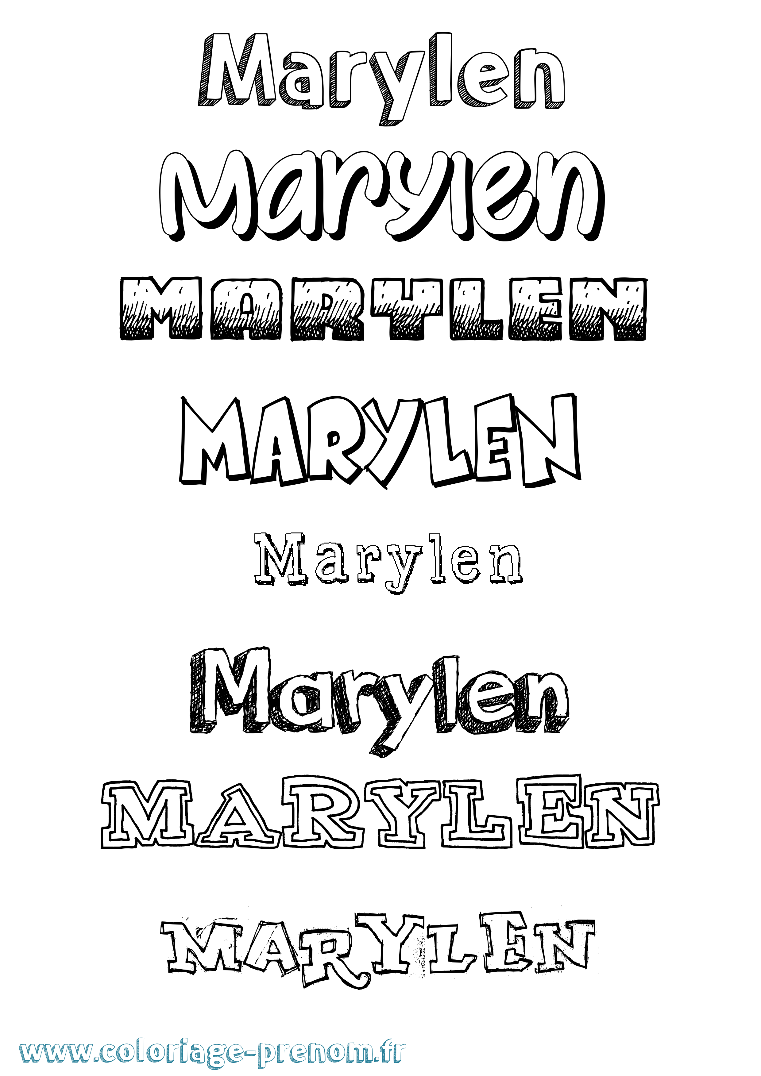 Coloriage prénom Marylen Dessiné