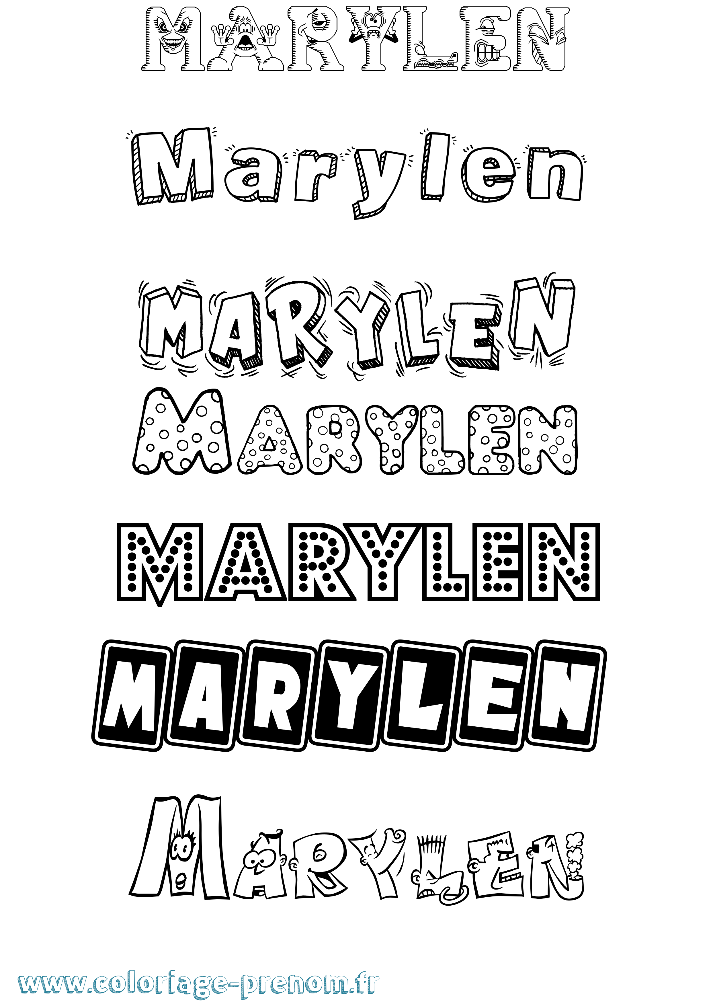 Coloriage prénom Marylen Fun