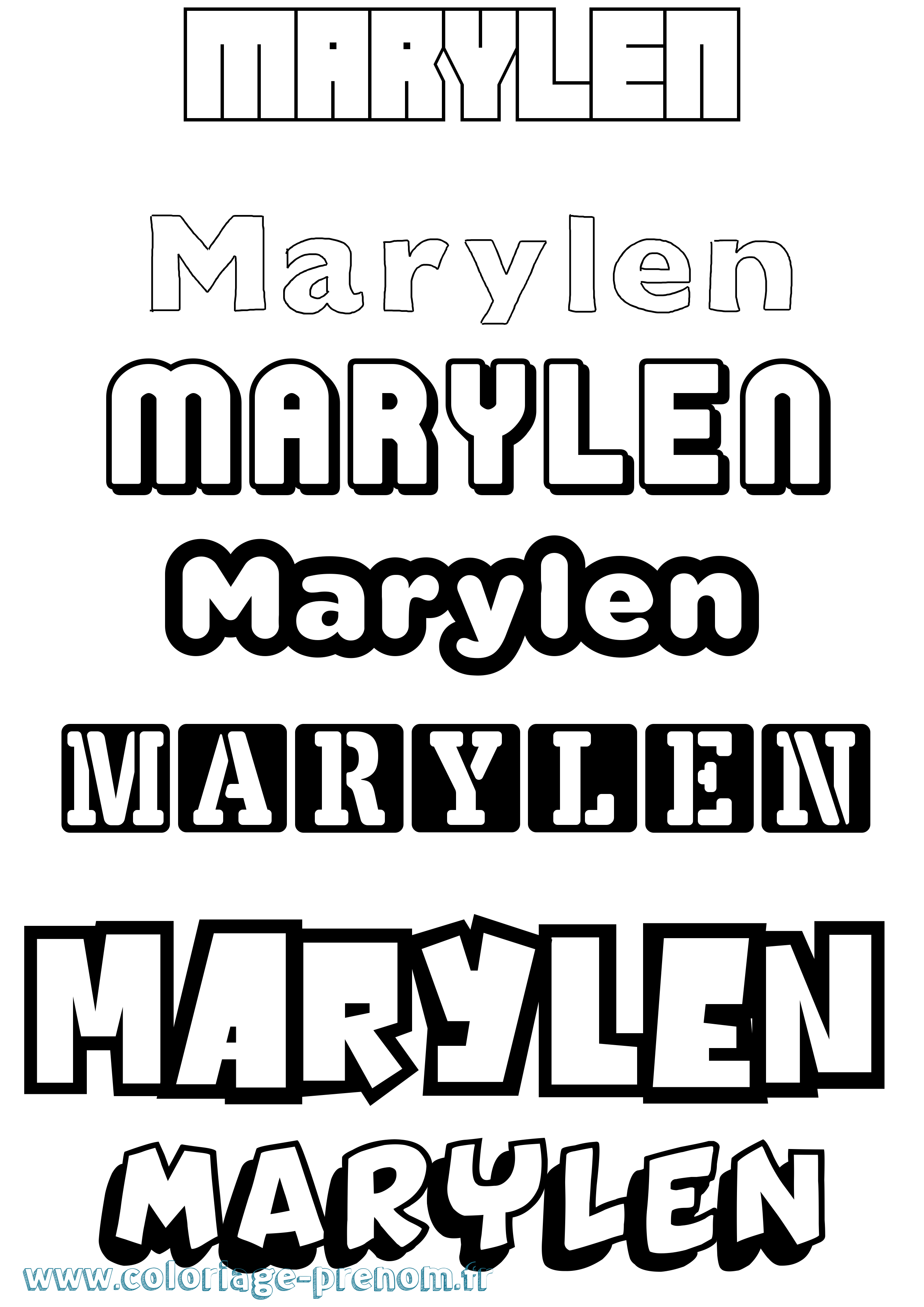 Coloriage prénom Marylen Simple