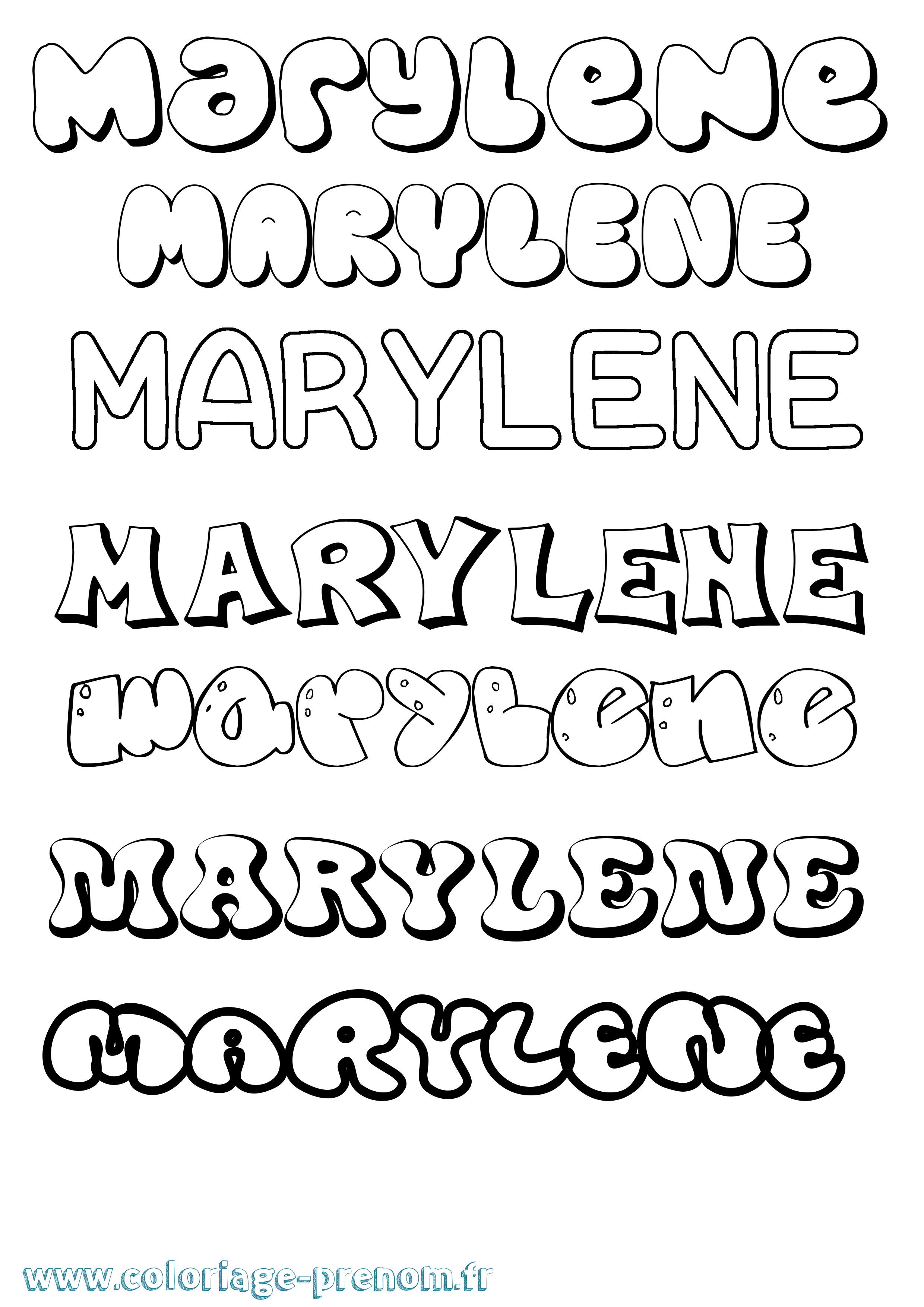 Coloriage prénom Marylene Bubble