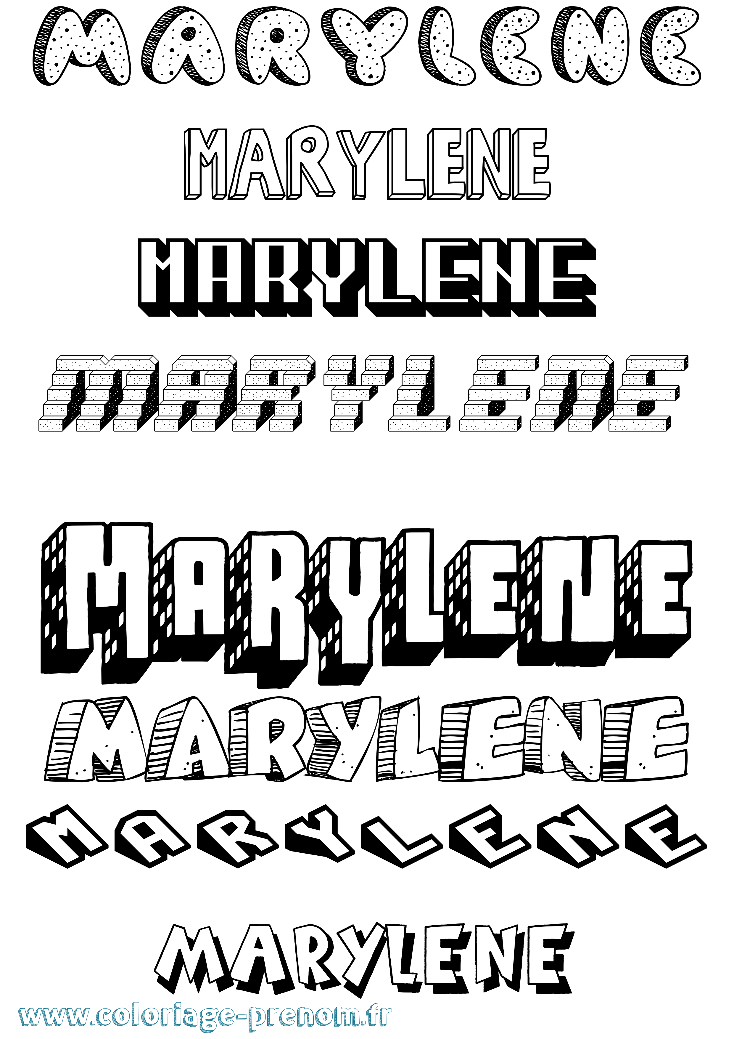 Coloriage prénom Marylene Effet 3D