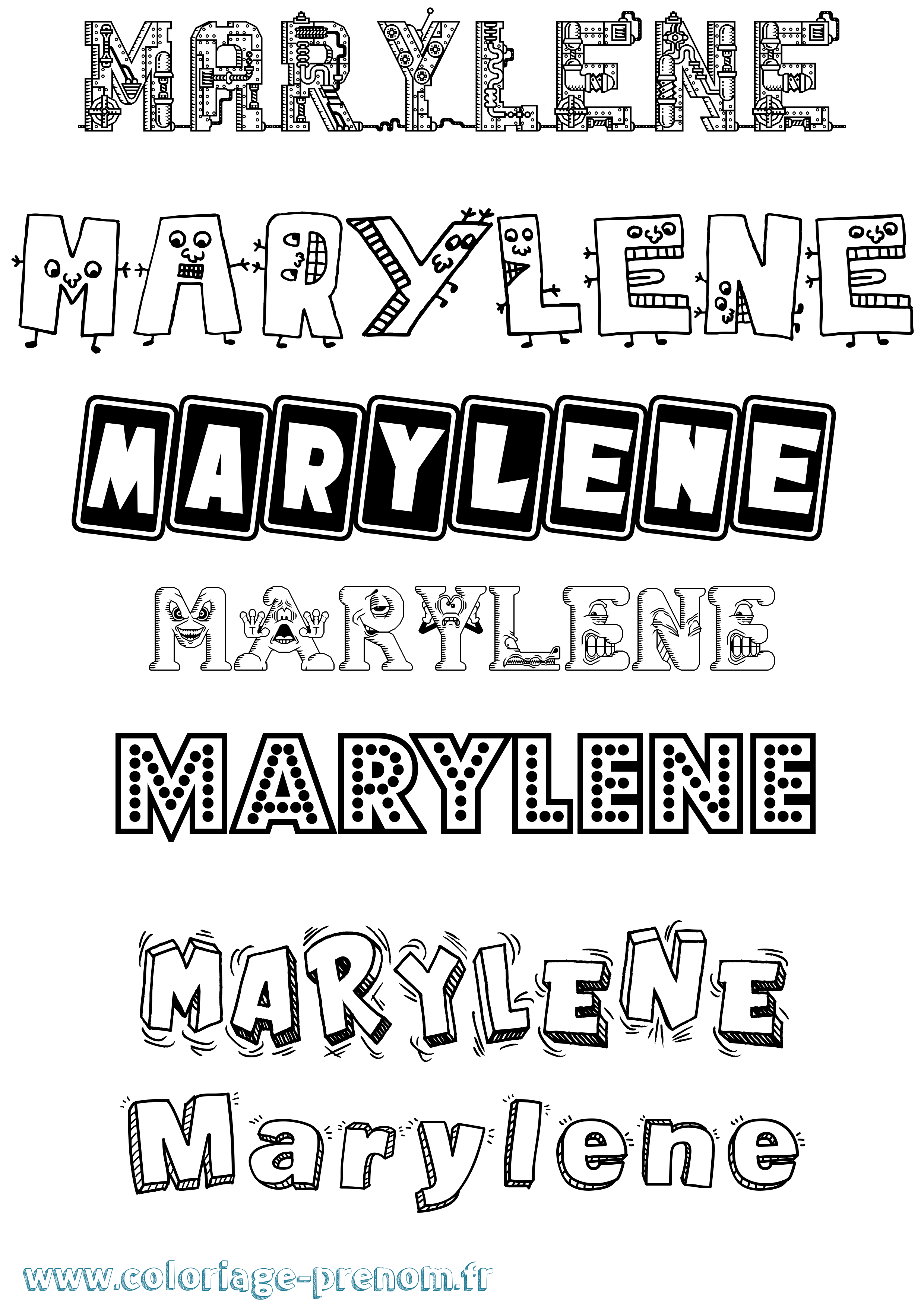Coloriage prénom Marylene Fun