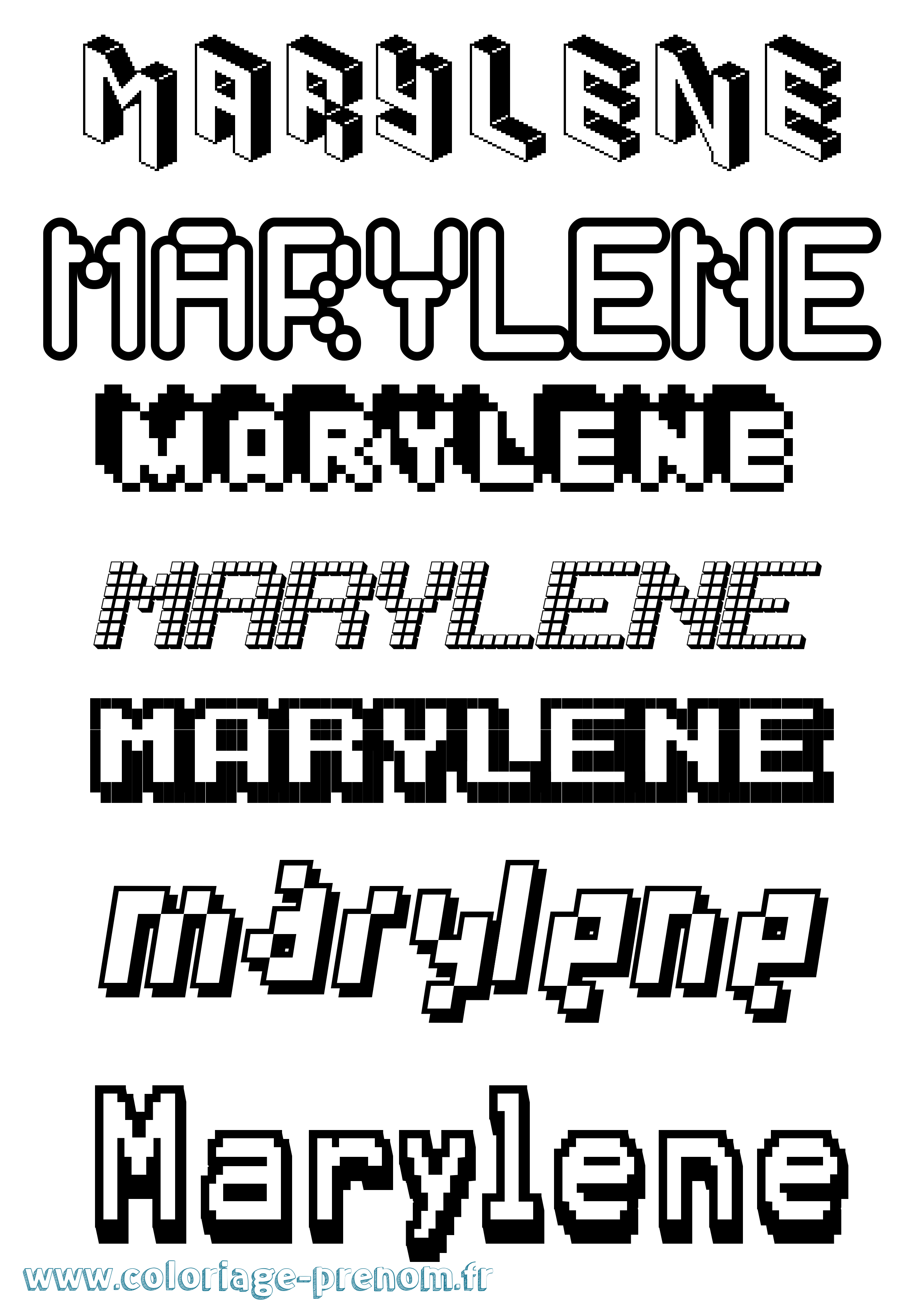 Coloriage prénom Marylene Pixel
