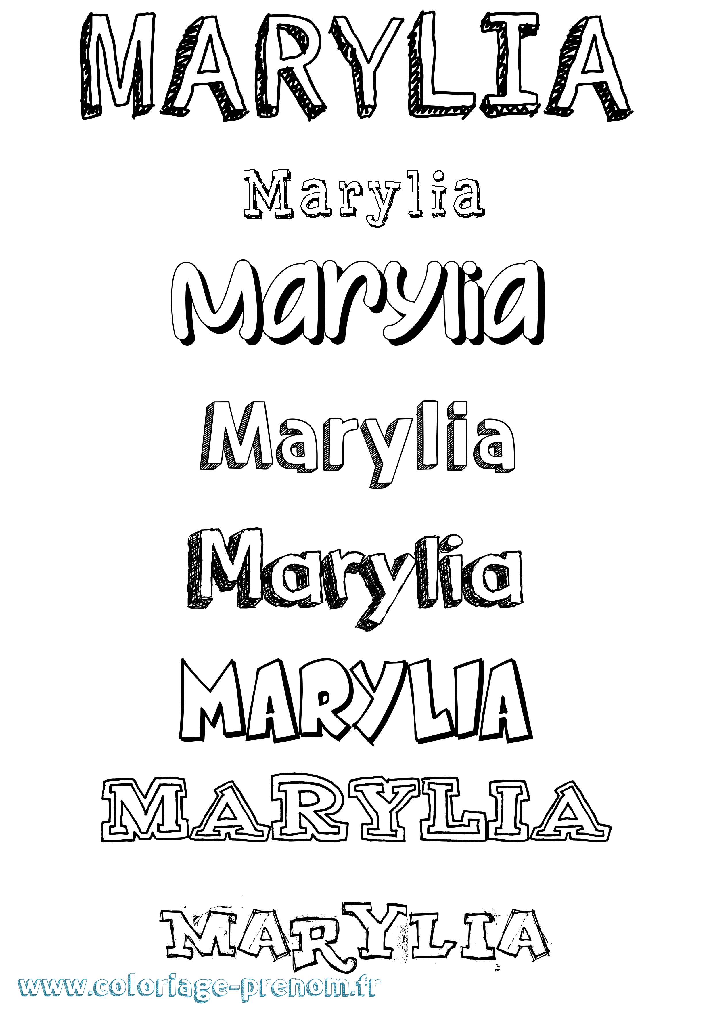 Coloriage prénom Marylia Dessiné