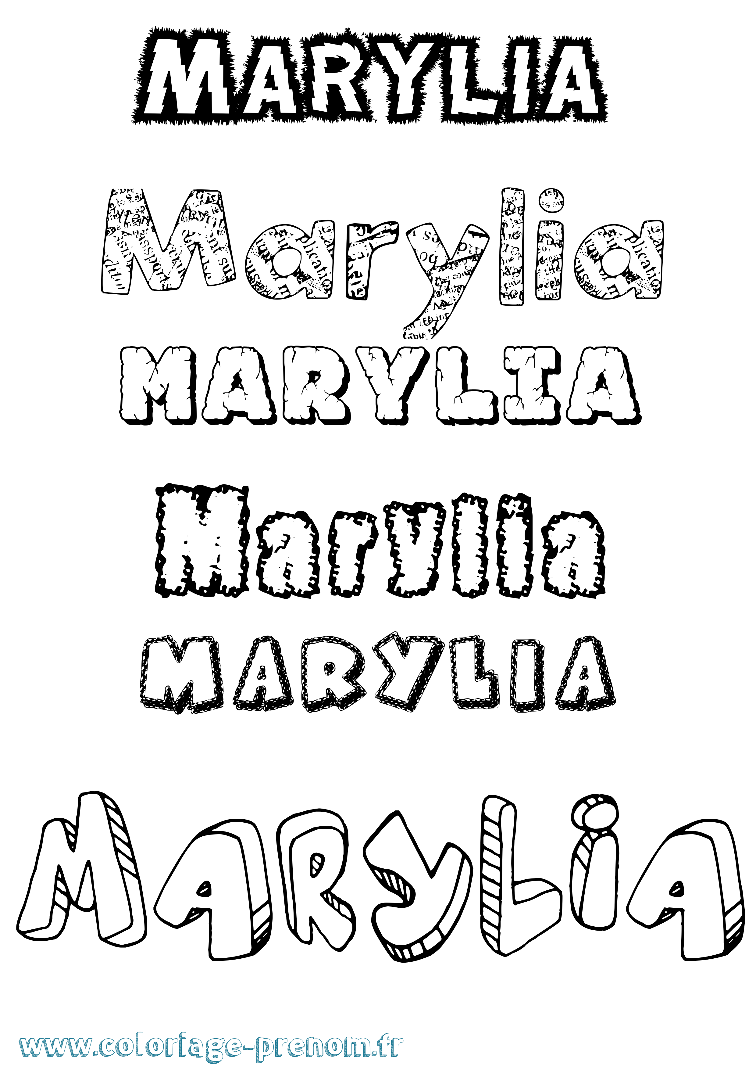 Coloriage prénom Marylia Destructuré