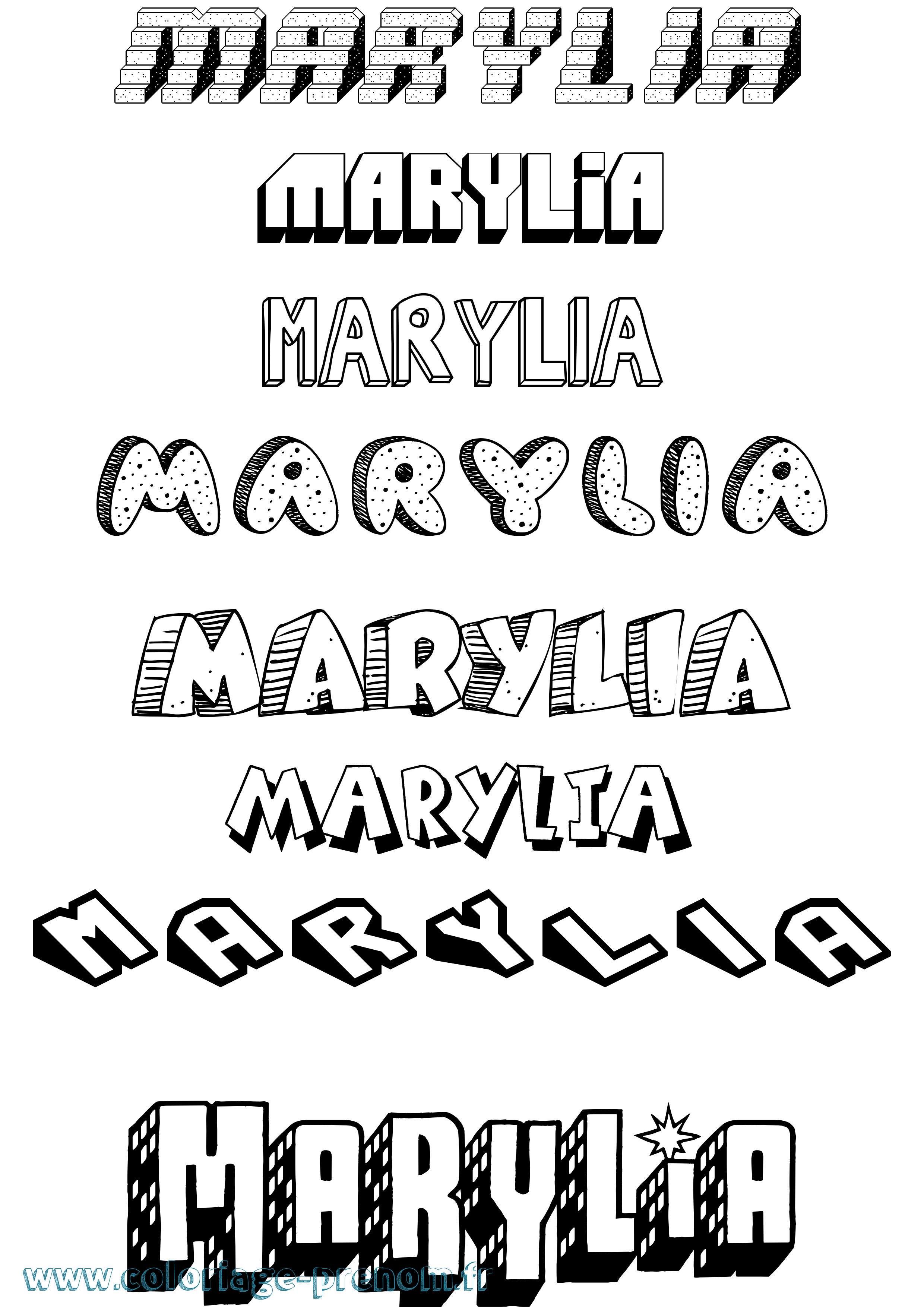 Coloriage prénom Marylia Effet 3D