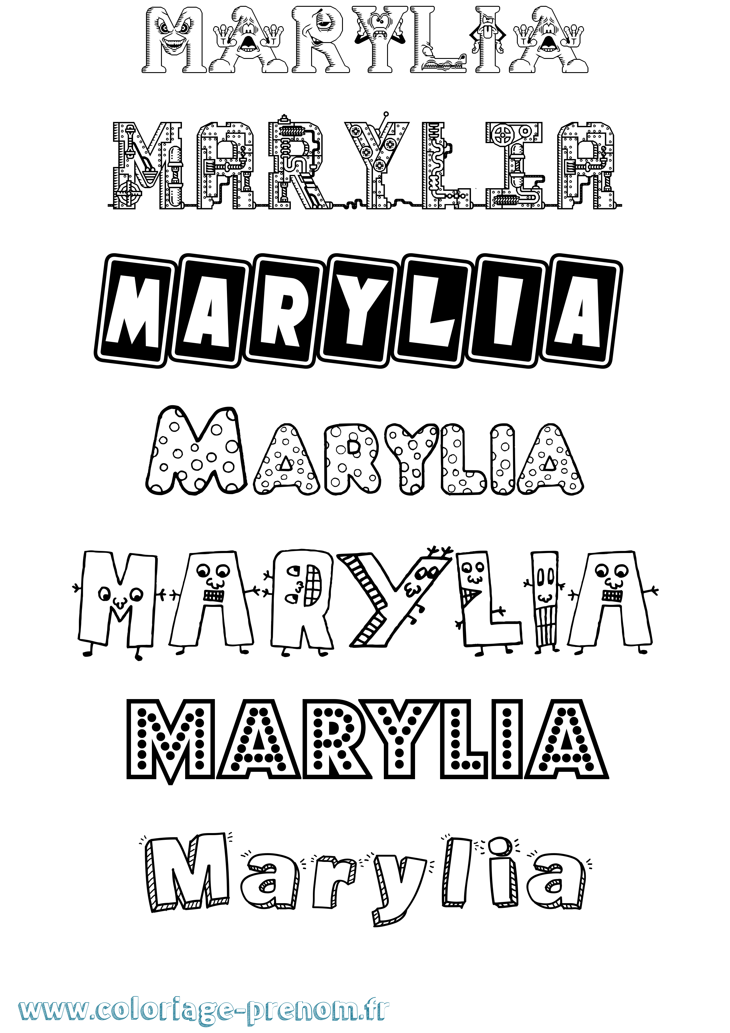 Coloriage prénom Marylia Fun