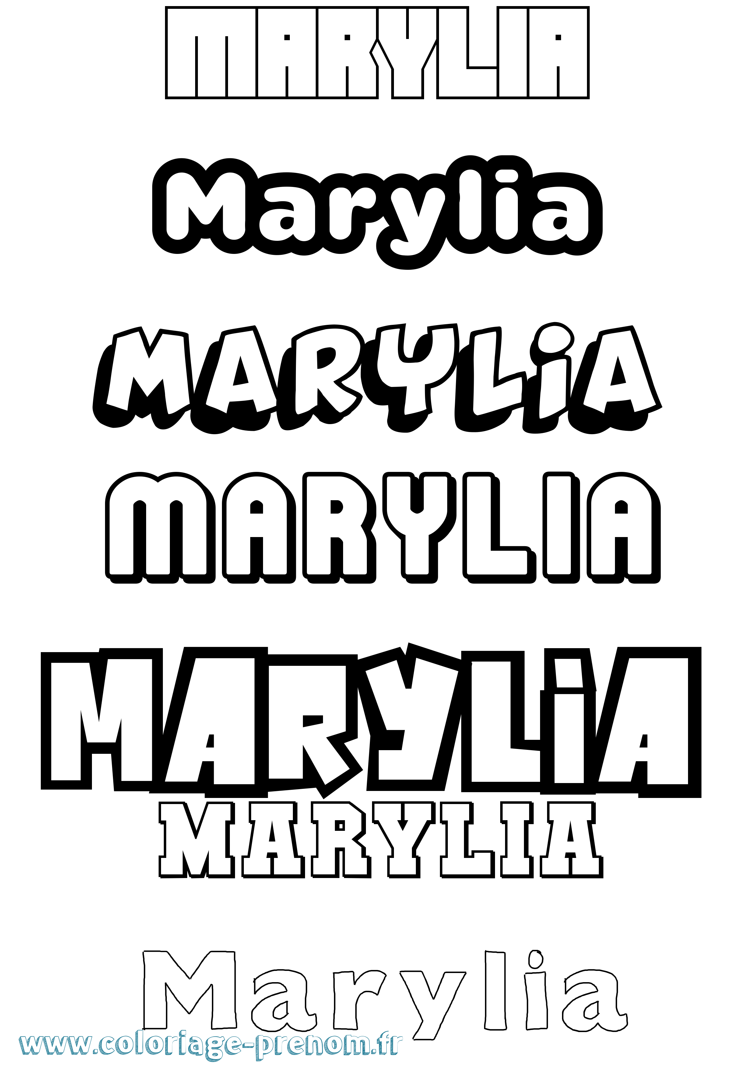 Coloriage prénom Marylia Simple