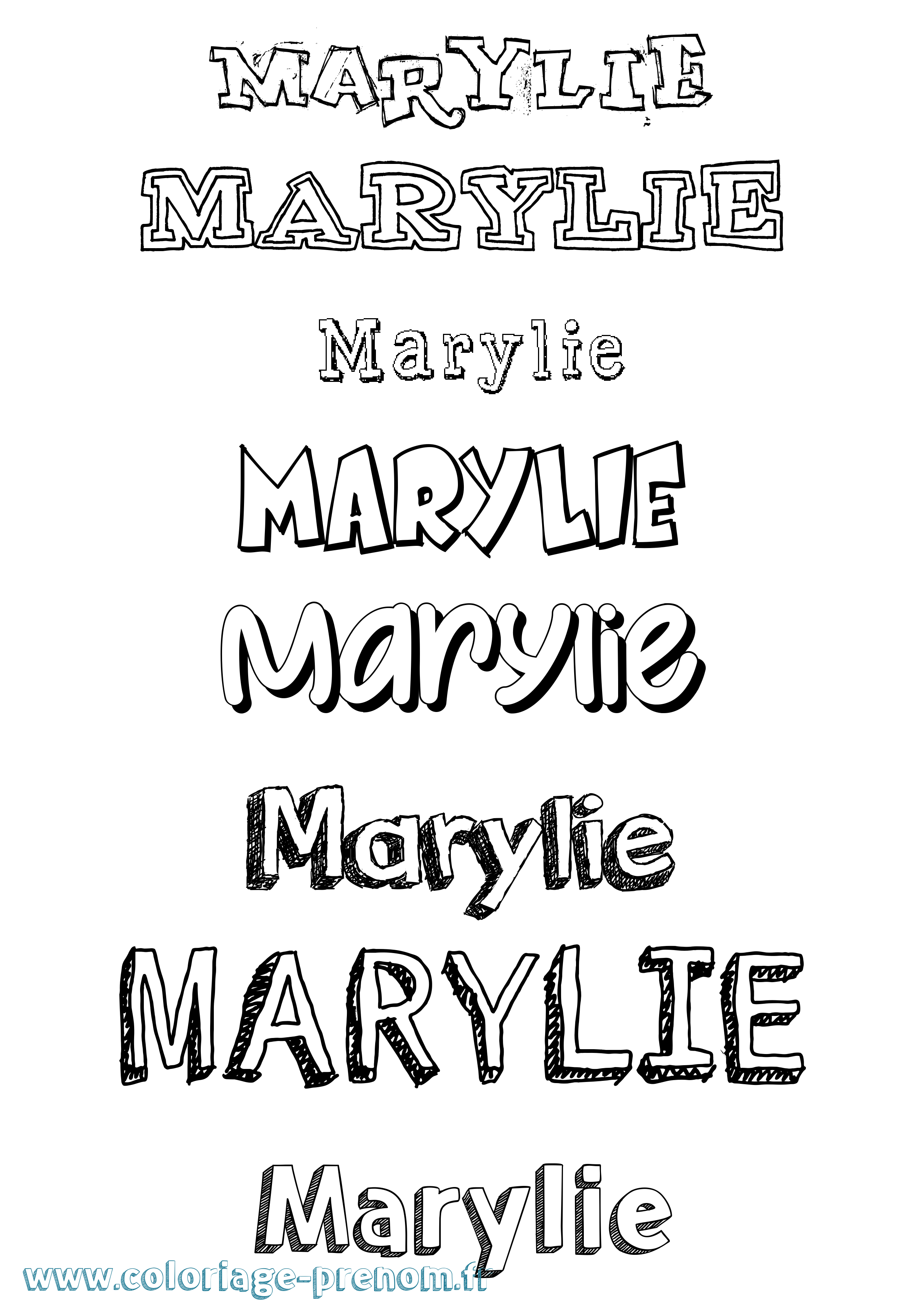 Coloriage prénom Marylie Dessiné