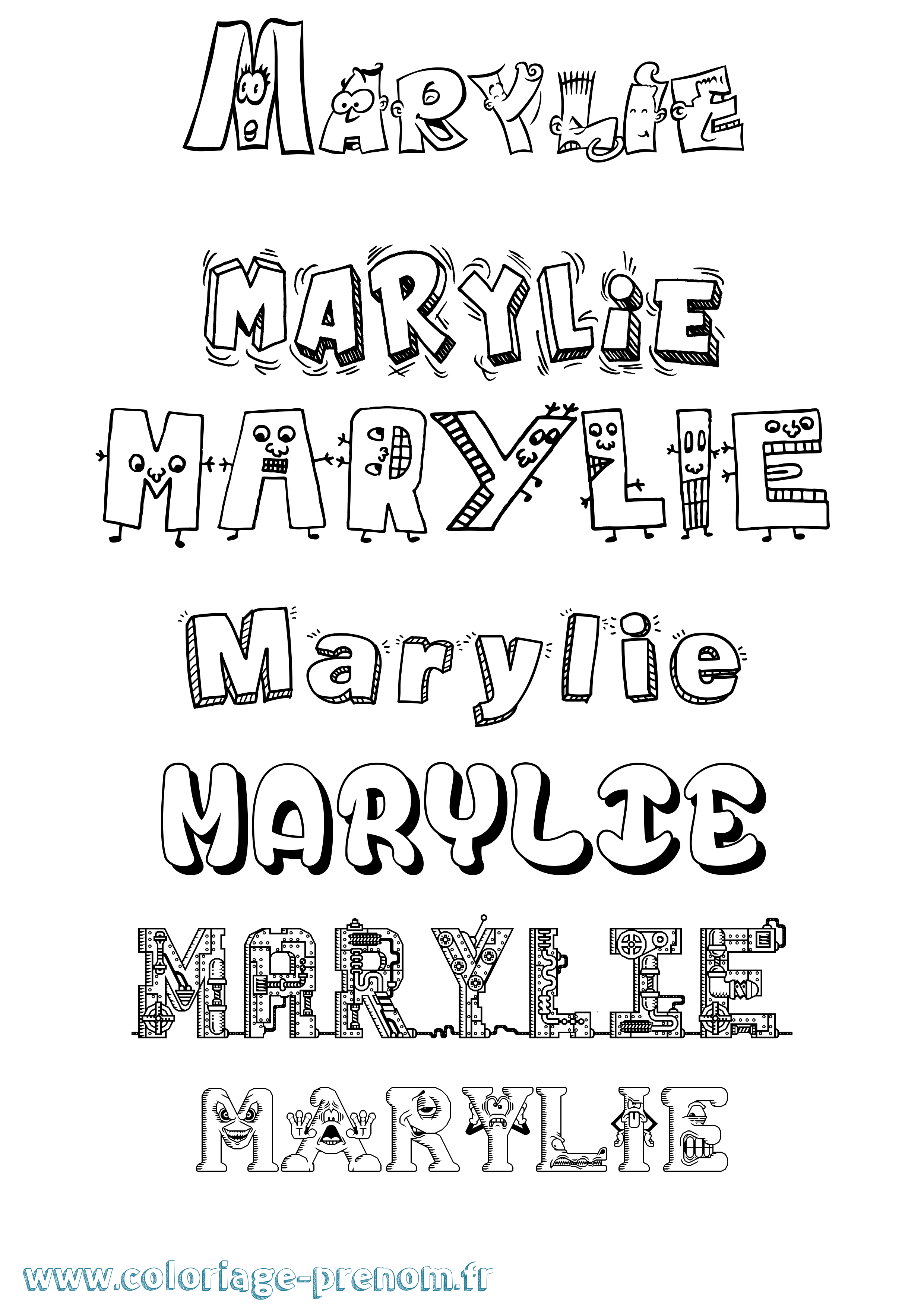 Coloriage prénom Marylie Fun