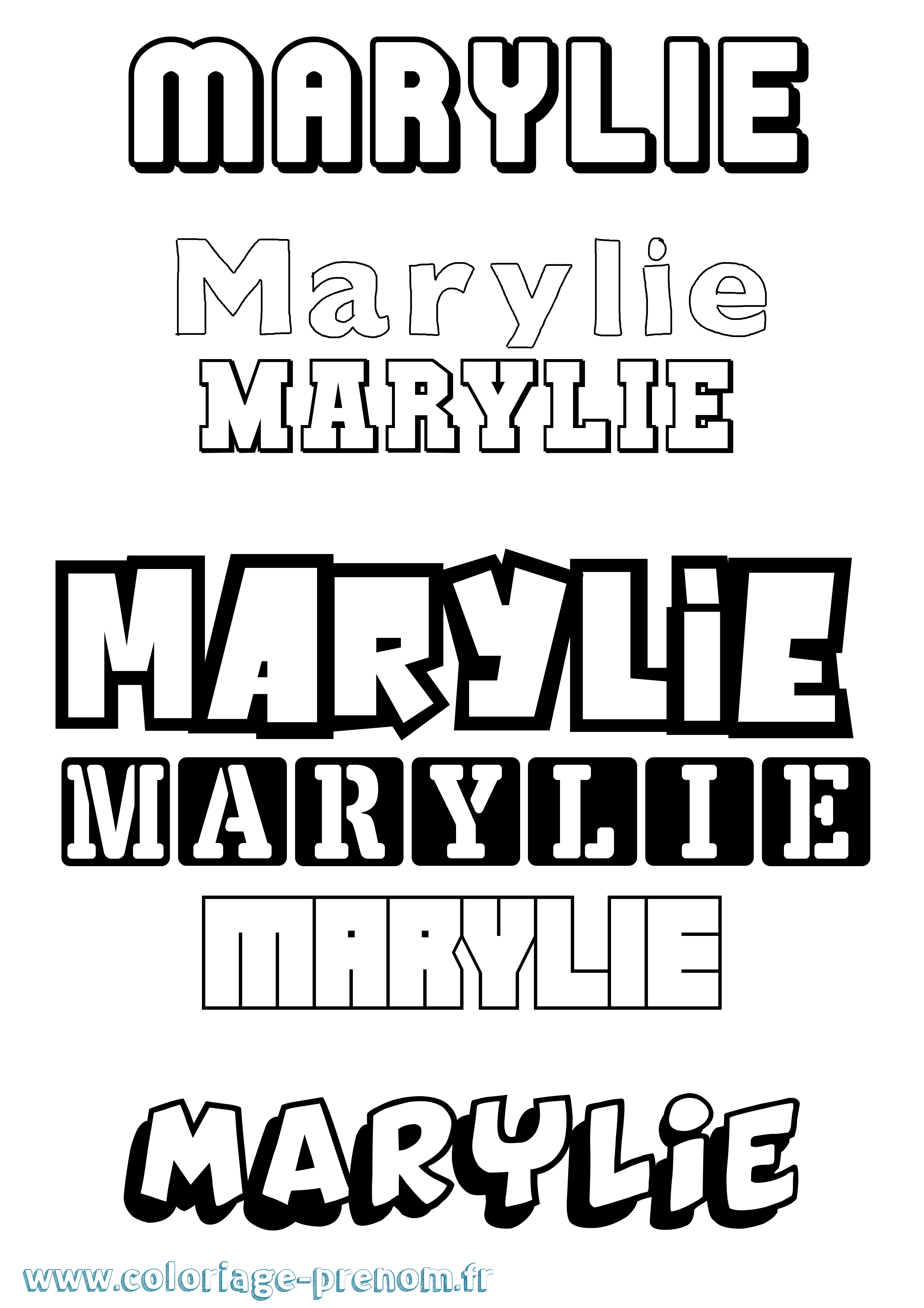 Coloriage prénom Marylie Simple