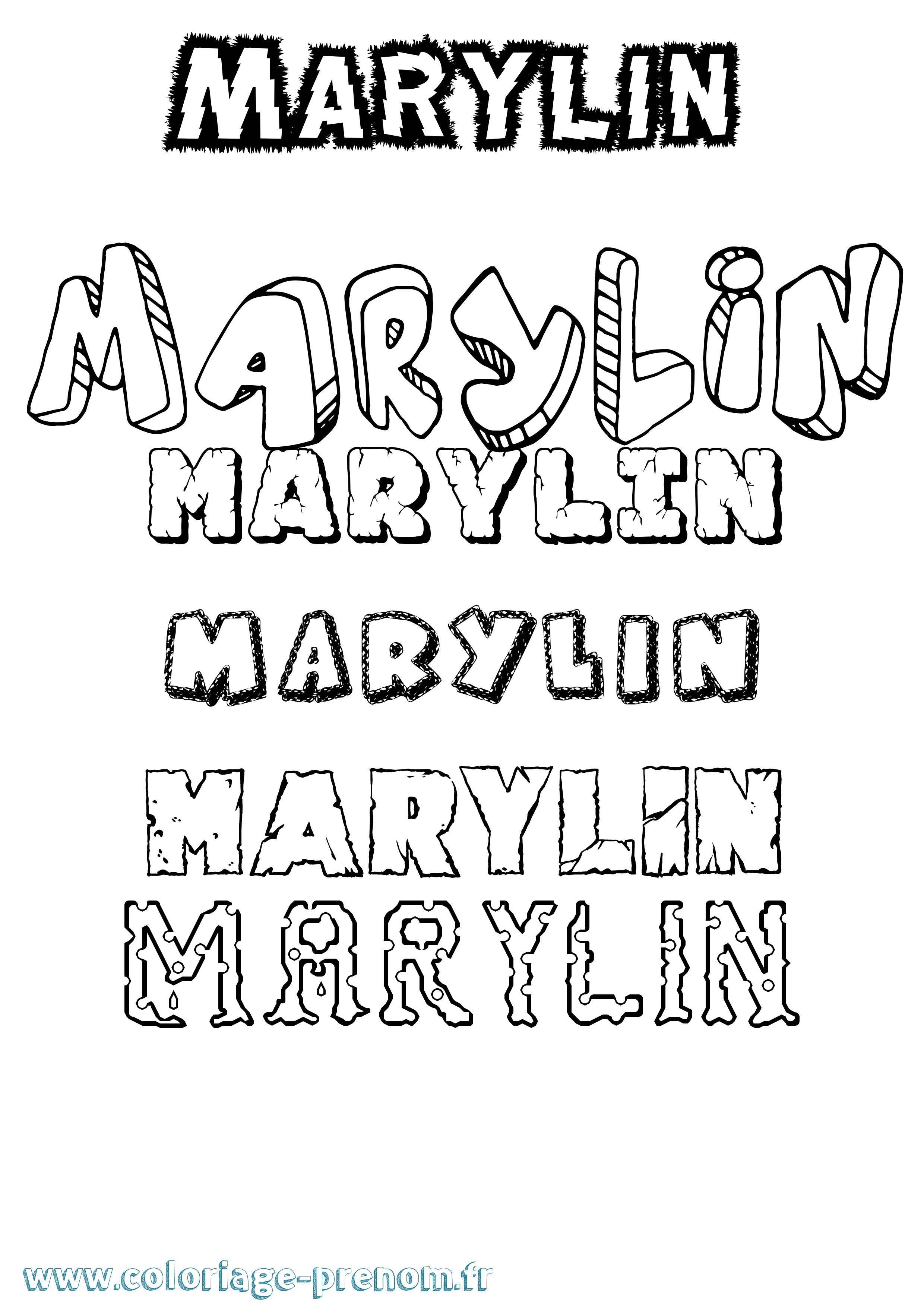 Coloriage prénom Marylin Destructuré