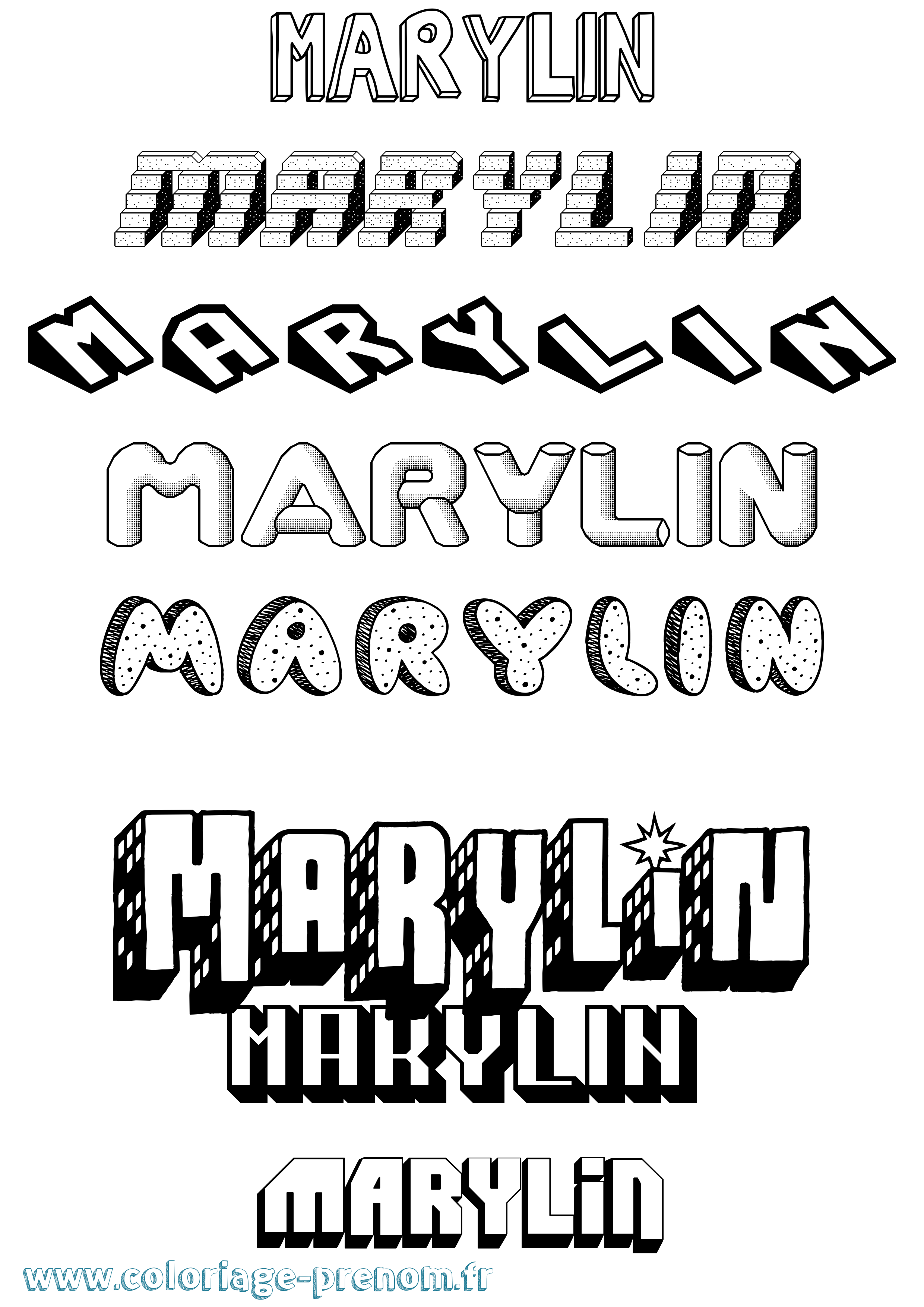 Coloriage prénom Marylin Effet 3D