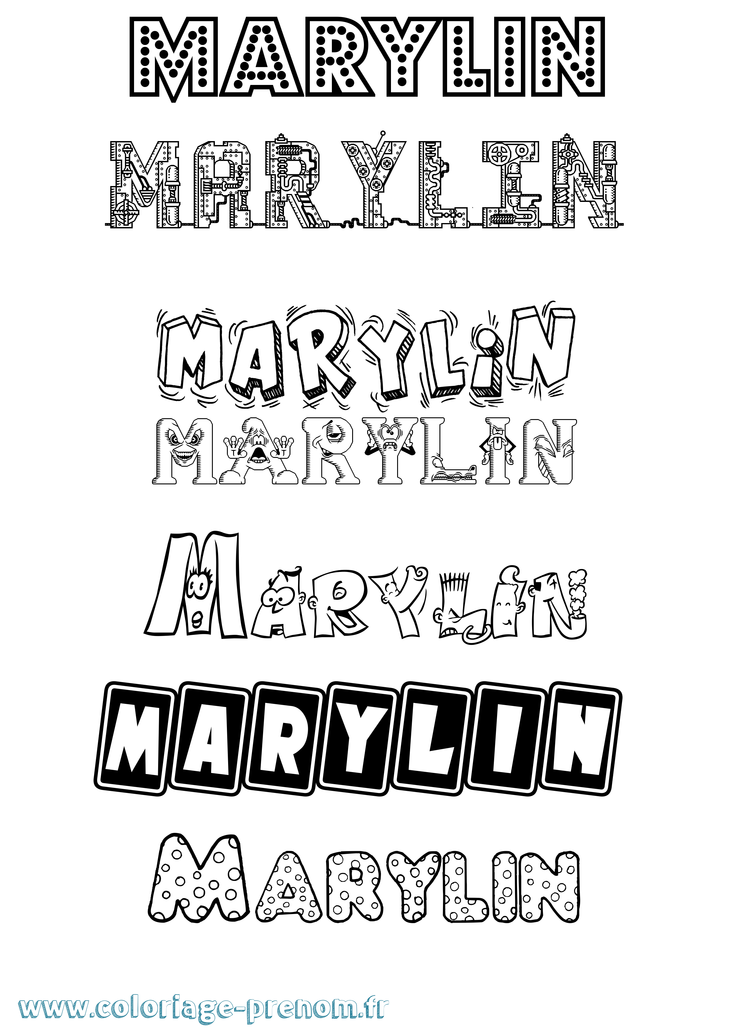 Coloriage prénom Marylin Fun
