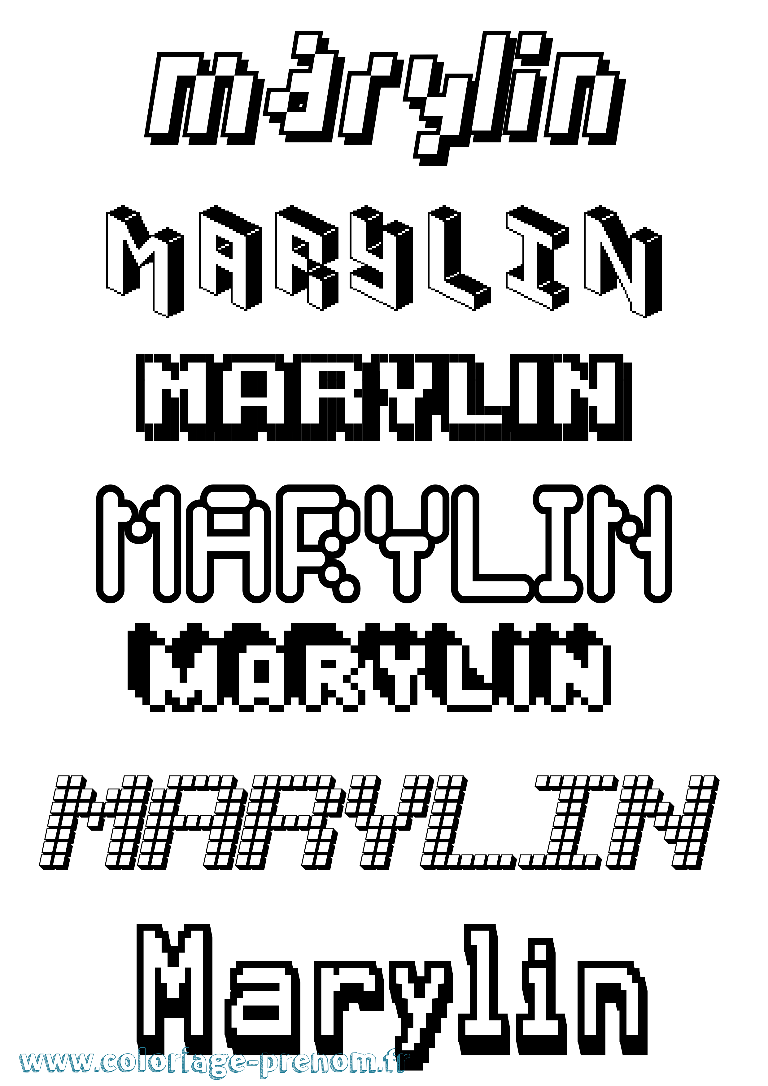 Coloriage prénom Marylin Pixel