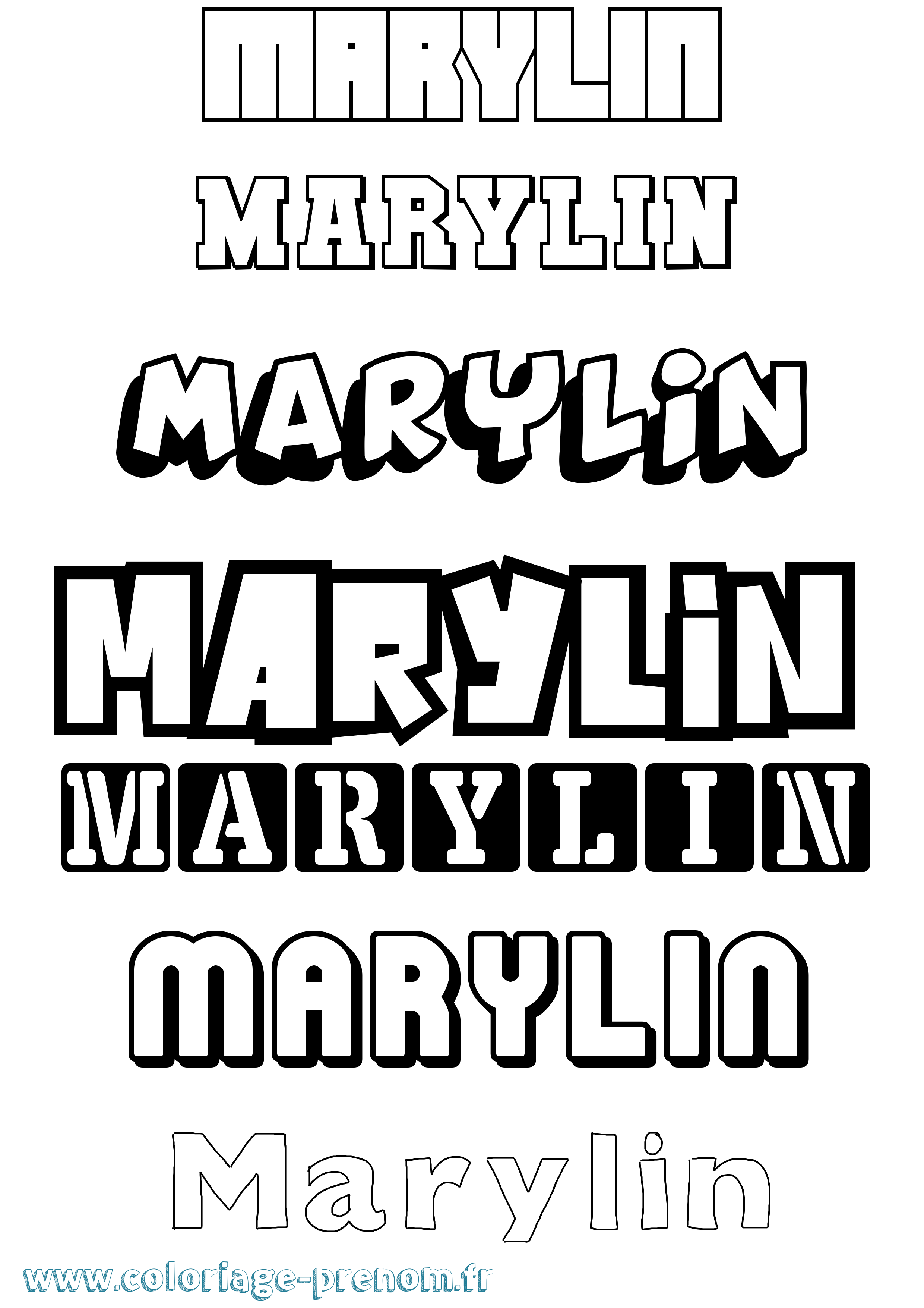 Coloriage prénom Marylin Simple