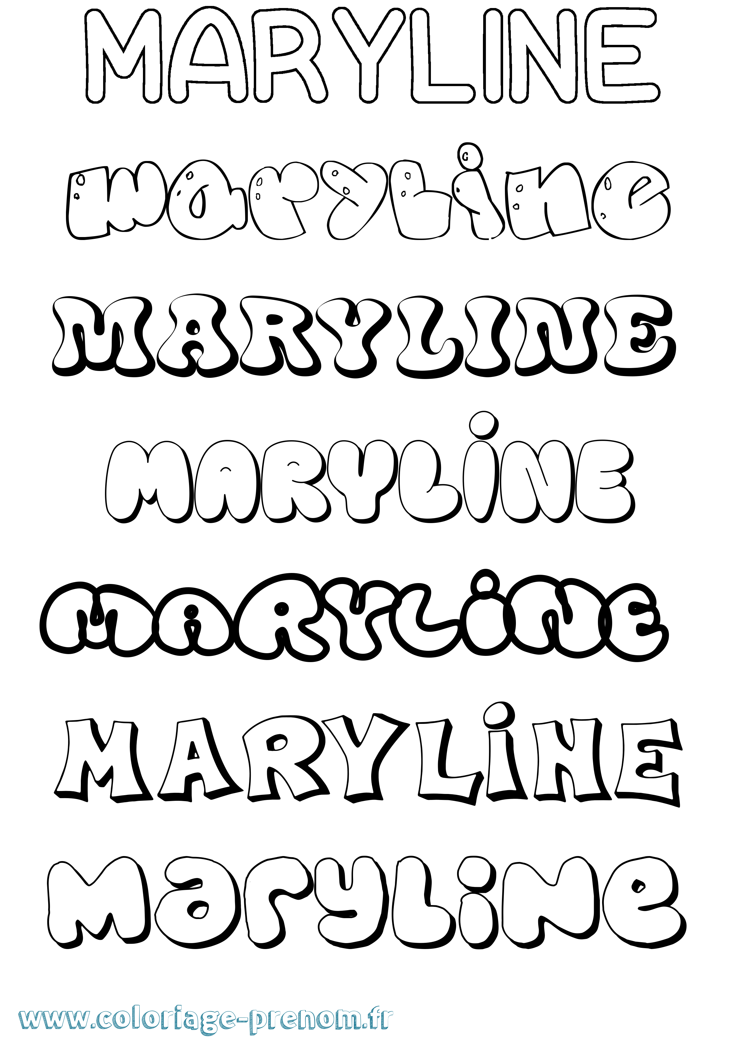 Coloriage prénom Maryline Bubble