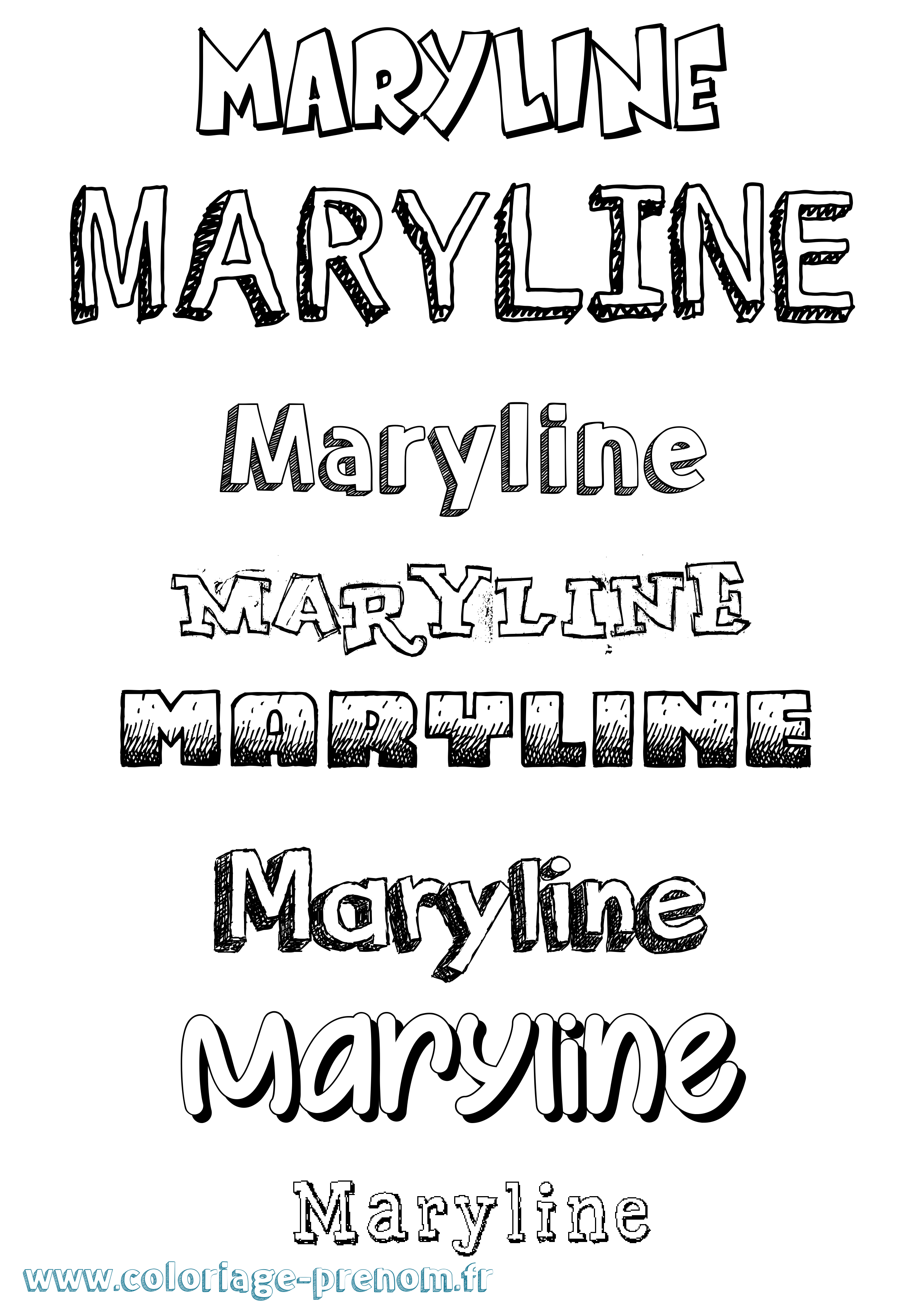 Coloriage prénom Maryline Dessiné