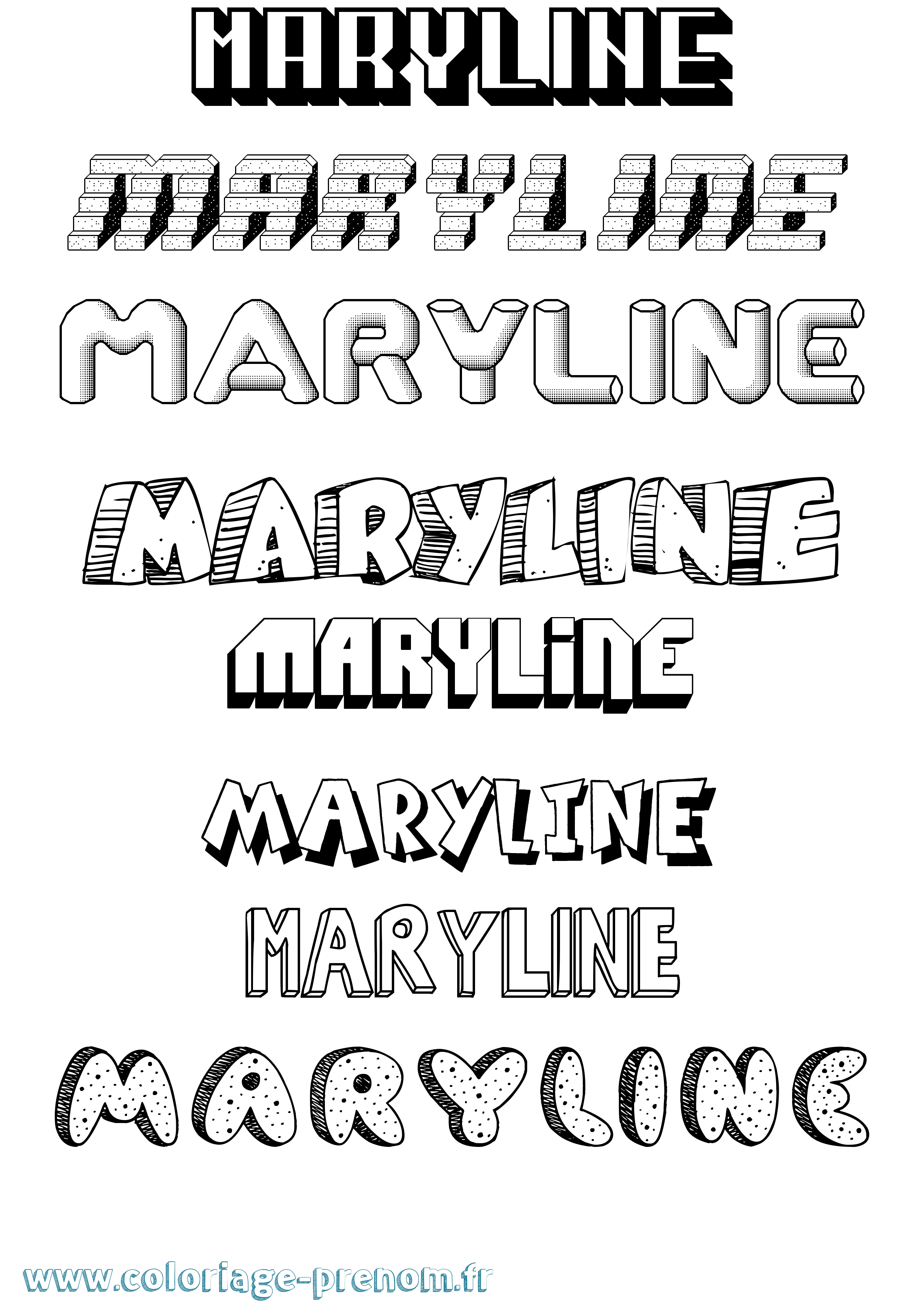Coloriage prénom Maryline Effet 3D